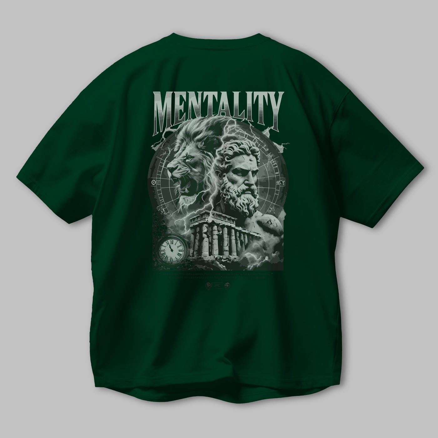 Mentality Zeus Arka Baskılı Oversize t-shirt Erkek Kadın %100 Pamuk Bisiklet Yaka tişort