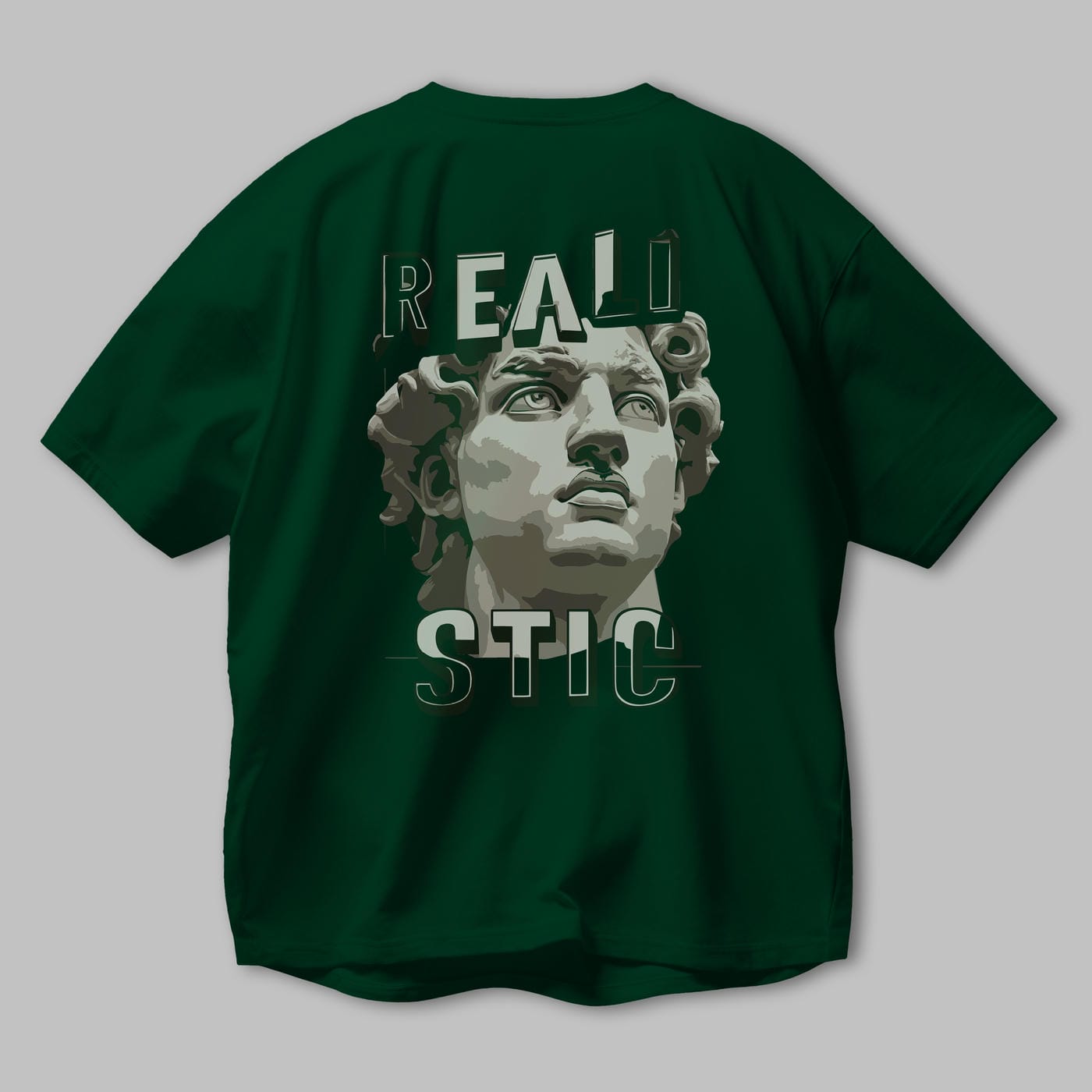 Realistic Arka Baskılı Oversize t-shirt Erkek Kadın %100 Pamuk Bisiklet Yaka tişort