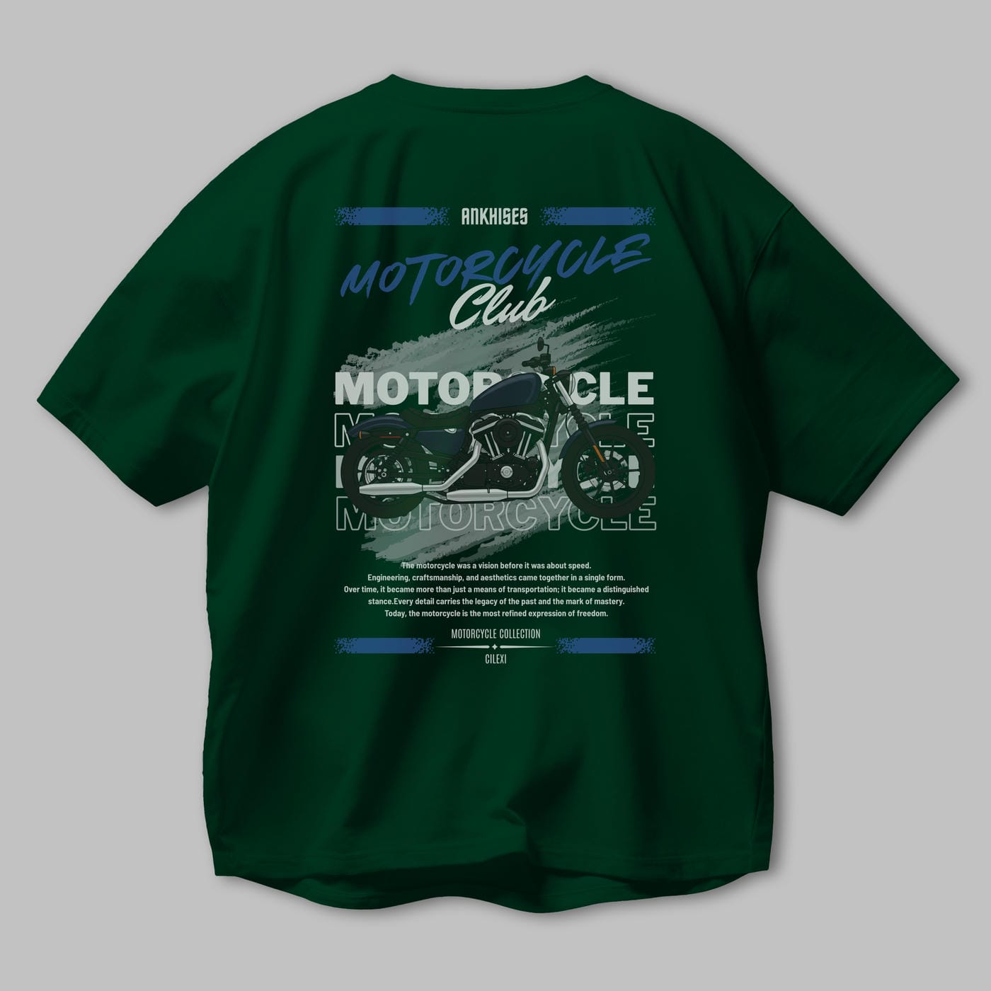 Motosiklet Serisi 30 Arka Baskılı Oversize t-shirt Erkek Kadın %100 Pamuk Bisiklet Yaka tişort