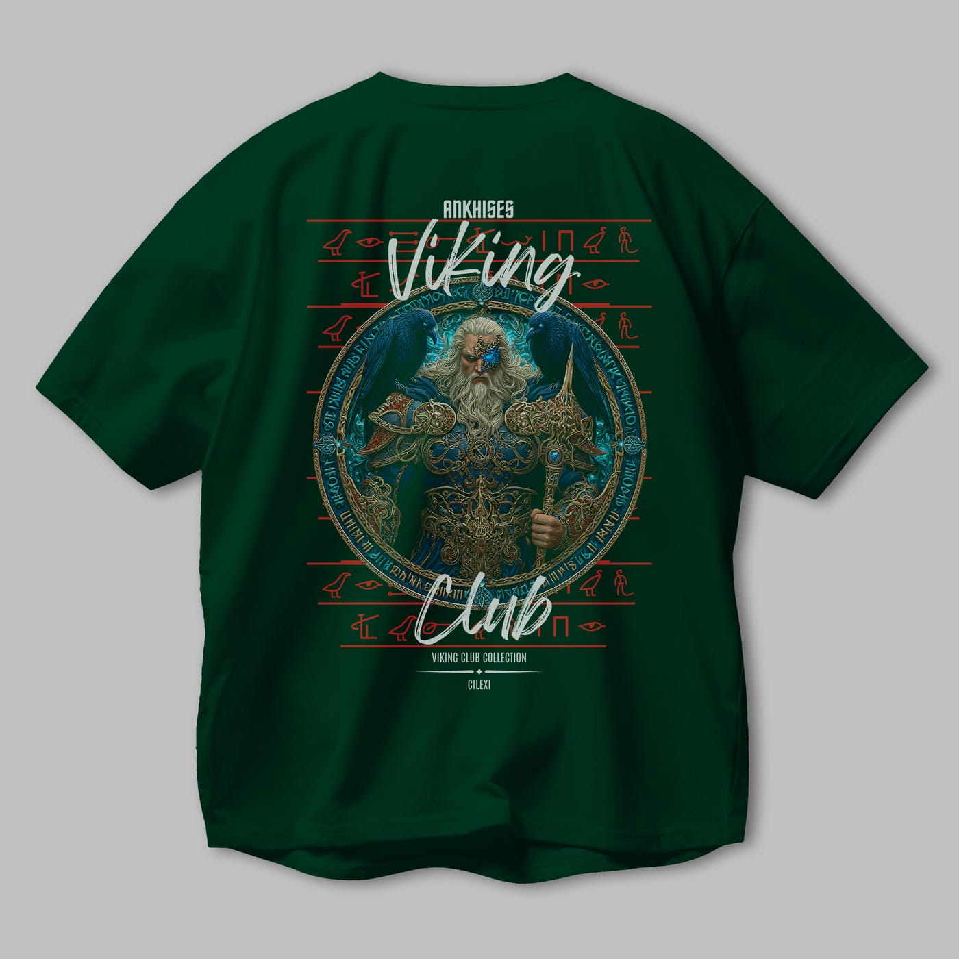 Odin Arka Baskılı Oversize t-shirt Erkek Kadın %100 Pamuk Bisiklet Yaka tişort