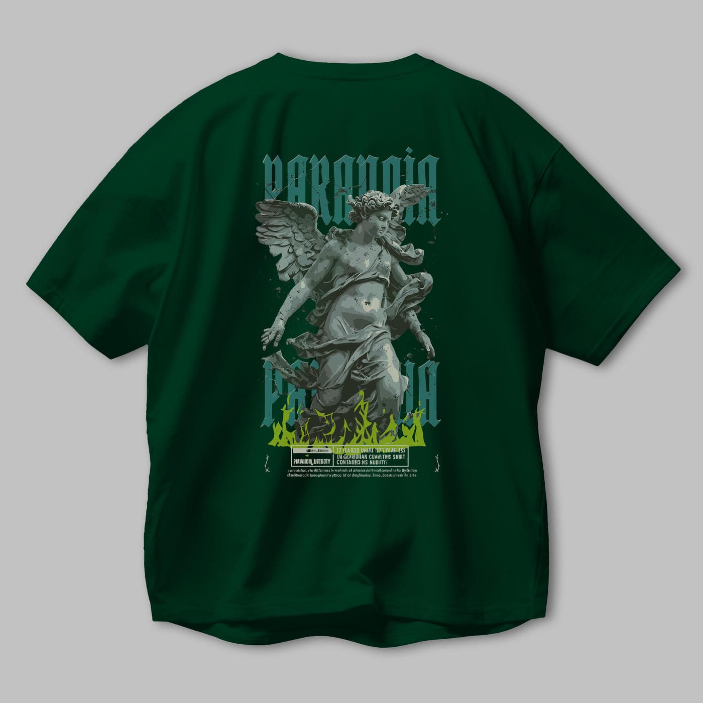 Paranoia Arka Baskılı Oversize t-shirt Erkek Kadın %100 Pamuk Bisiklet Yaka tişort