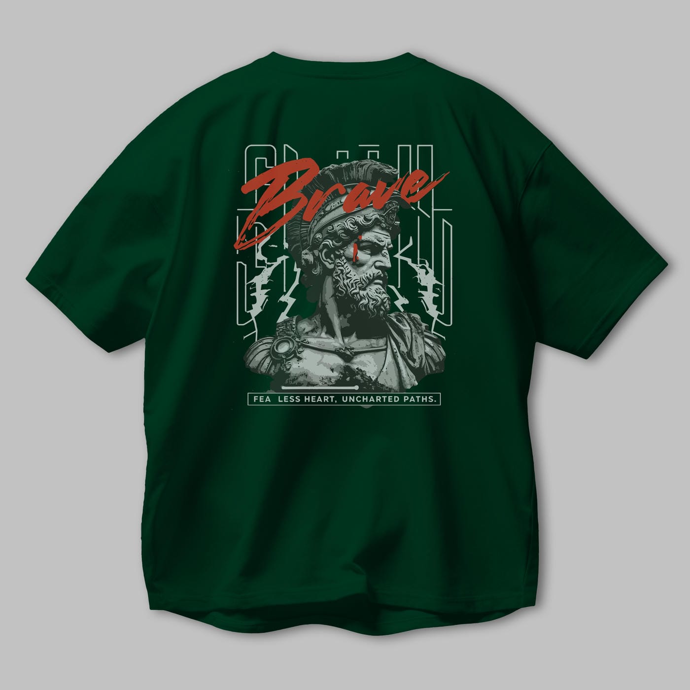 Brave Arka Baskılı Oversize t-shirt Erkek Kadın %100 Pamuk Bisiklet Yaka tişort
