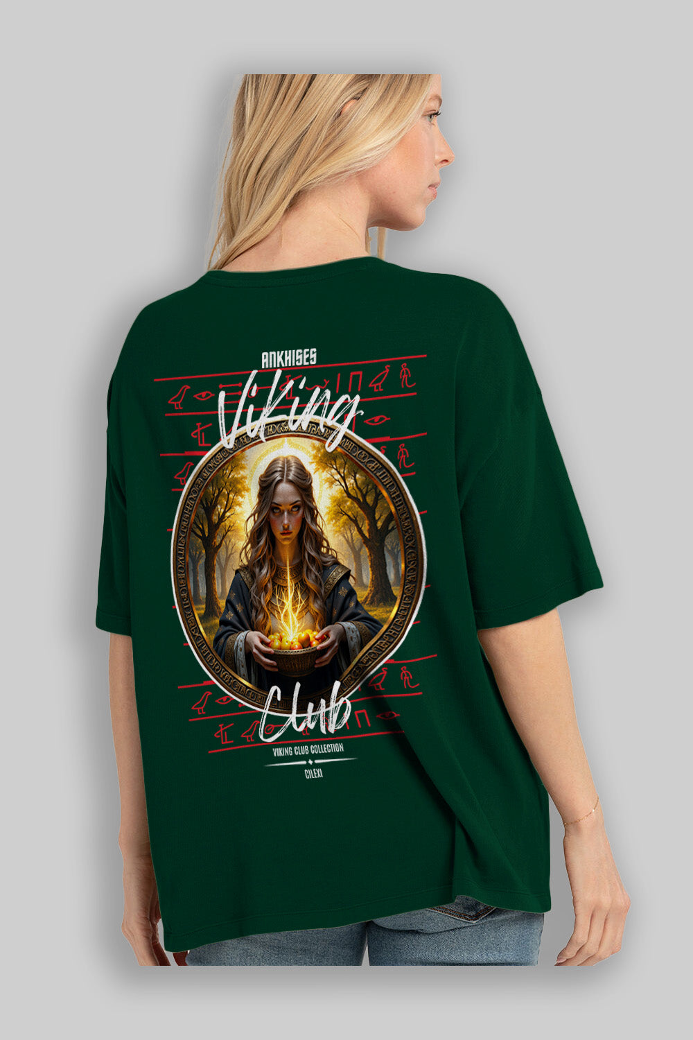 Viking Mitolojisi Serisi 17 Arka Baskılı Oversize t-shirt Erkek Kadın %100 Pamuk Bisiklet Yaka tişort