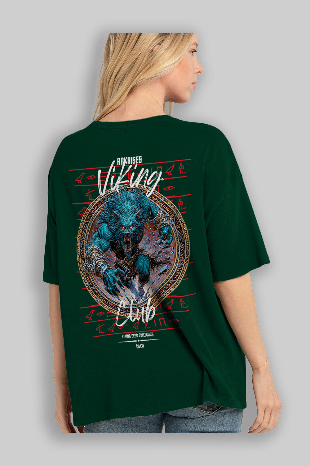Fenrir Baskılı Oversize t-shirt Erkek Kadın %100 Pamuk Bisiklet Yaka tişort