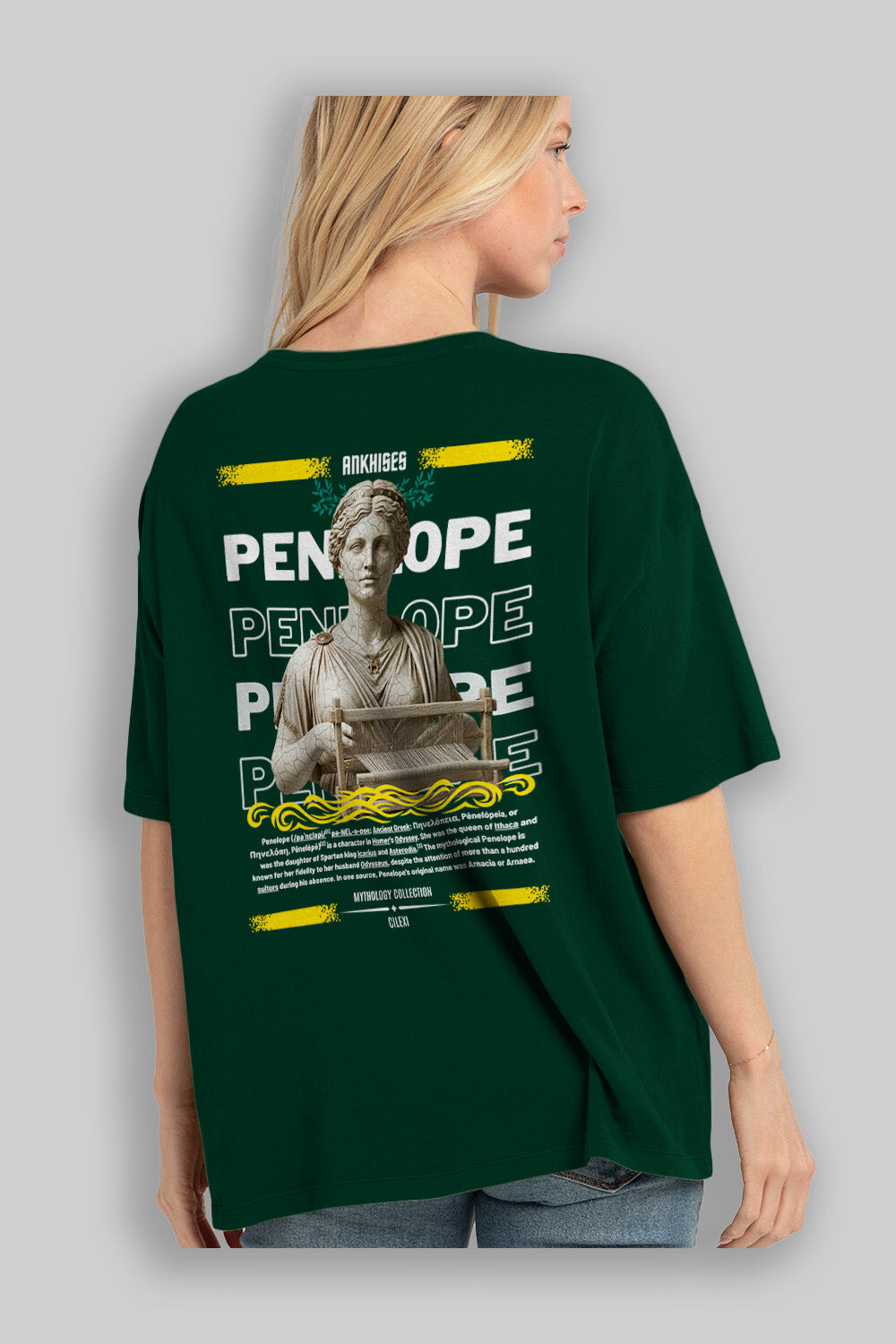 Penelope 2 Arka Baskılı Oversize t-shirt Erkek Kadın %100 Pamuk Bisiklet Yaka tişort