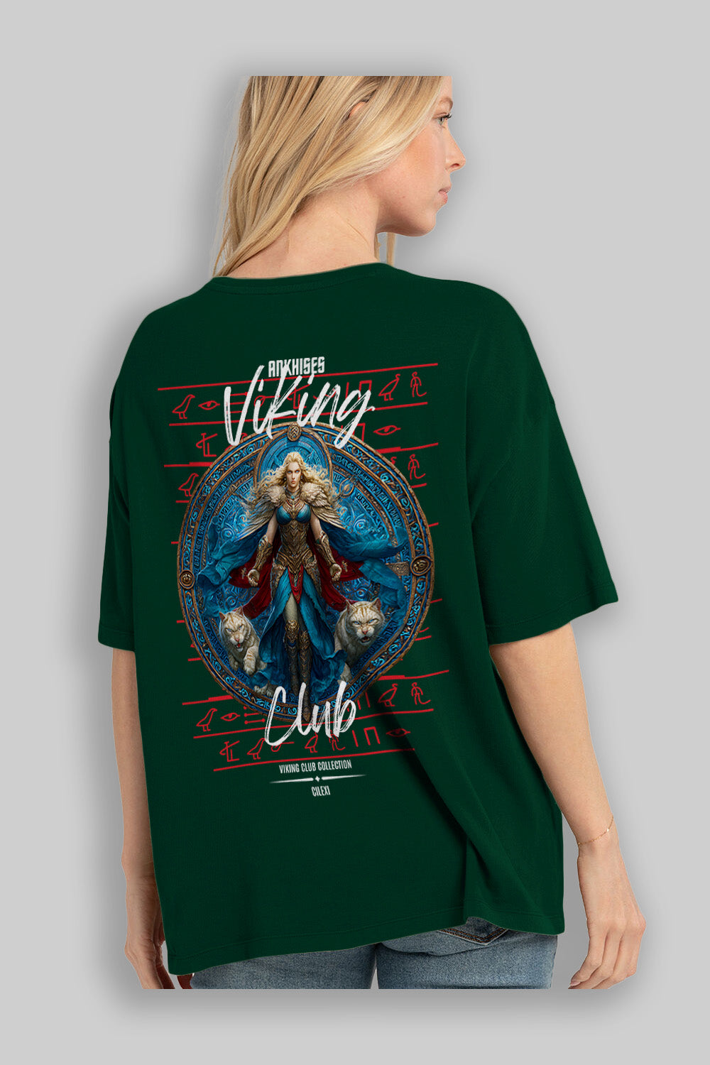 Freyja Baskılı Oversize t-shirt Erkek Kadın %100 Pamuk Bisiklet Yaka tişort
