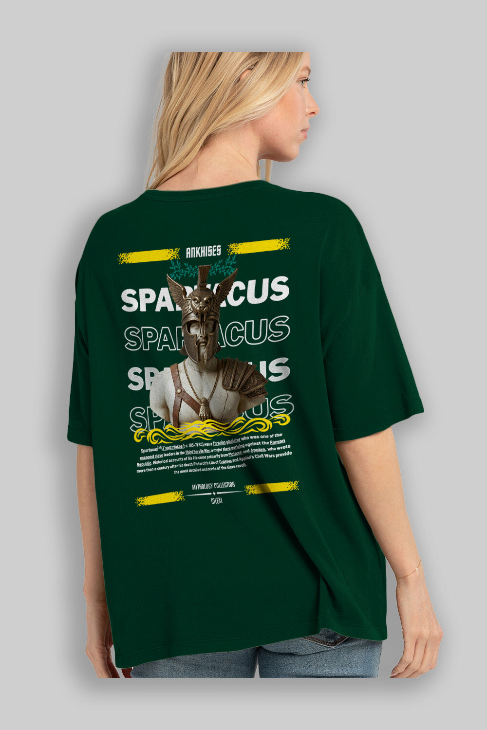 Spartacus 1 Arka Baskılı Oversize t-shirt Erkek Kadın %100 Pamuk Bisiklet Yaka tişort
