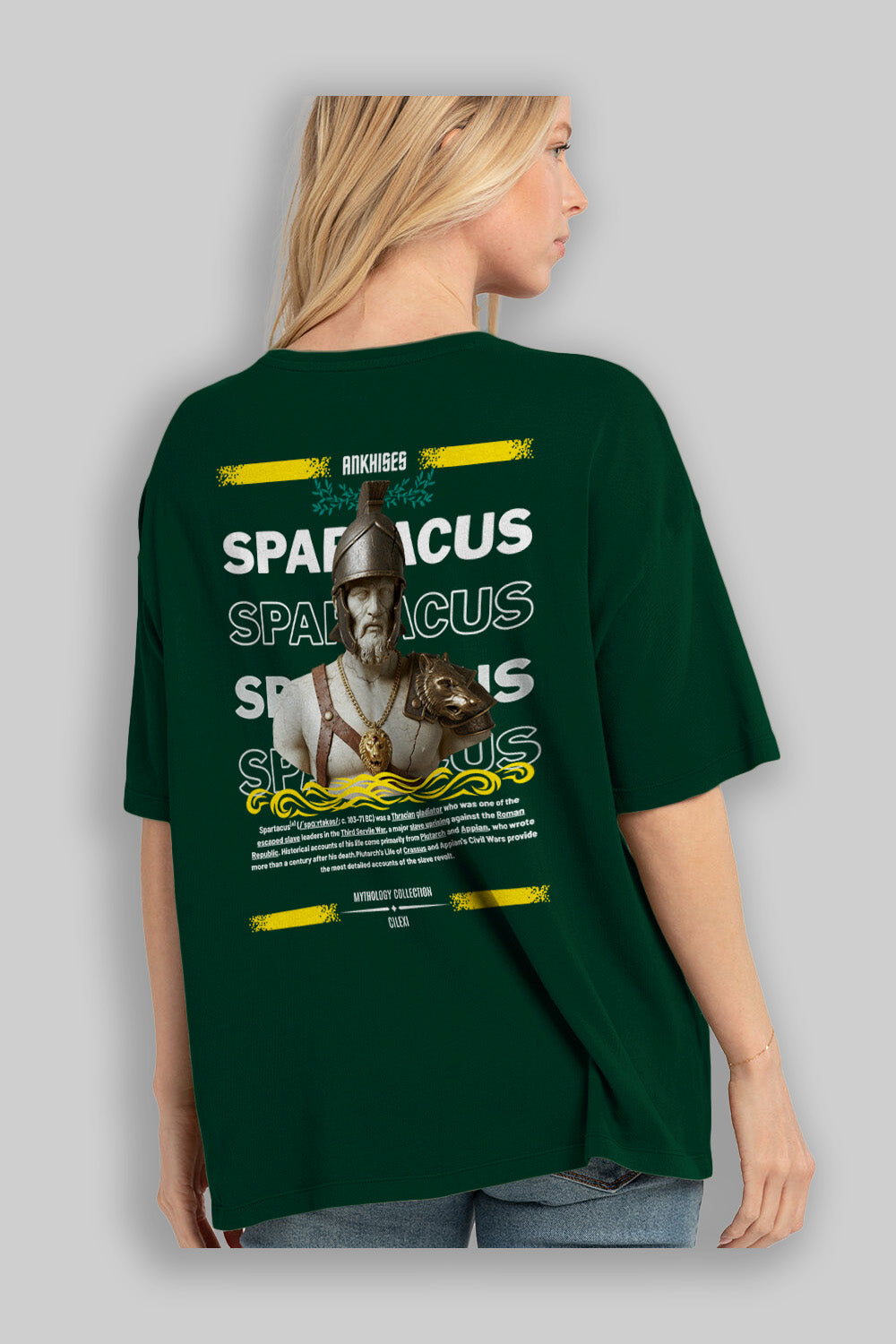 Spartacus 2 Arka Baskılı Oversize t-shirt Erkek Kadın %100 Pamuk Bisiklet Yaka tişort