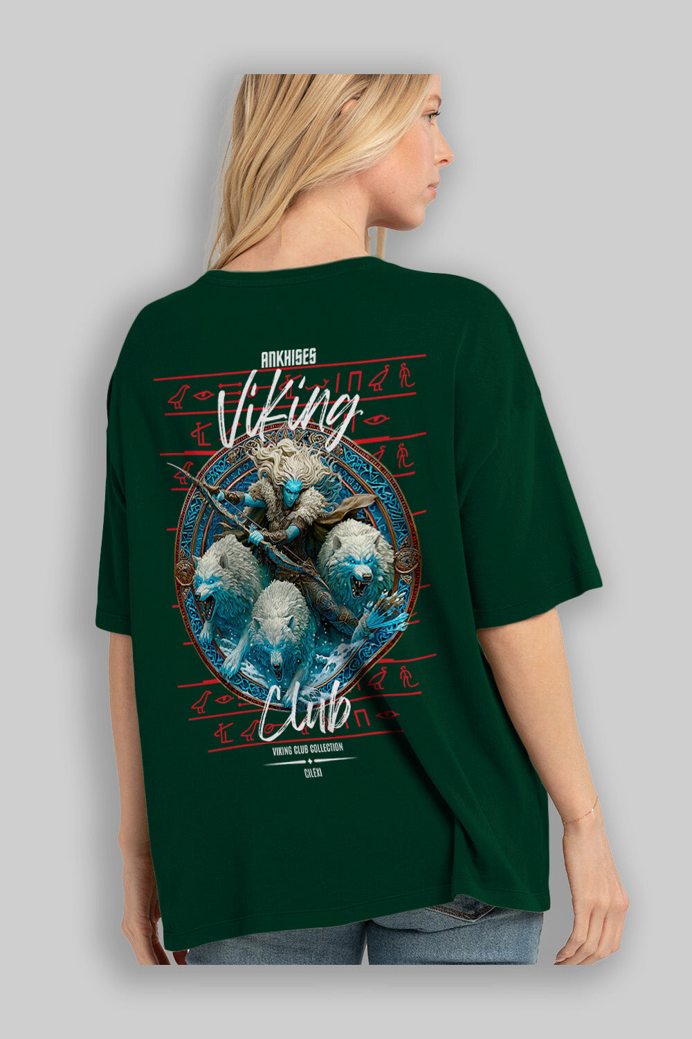 Skadi Arka Baskılı Oversize t-shirt Erkek Kadın %100 Pamuk Bisiklet Yaka tişort