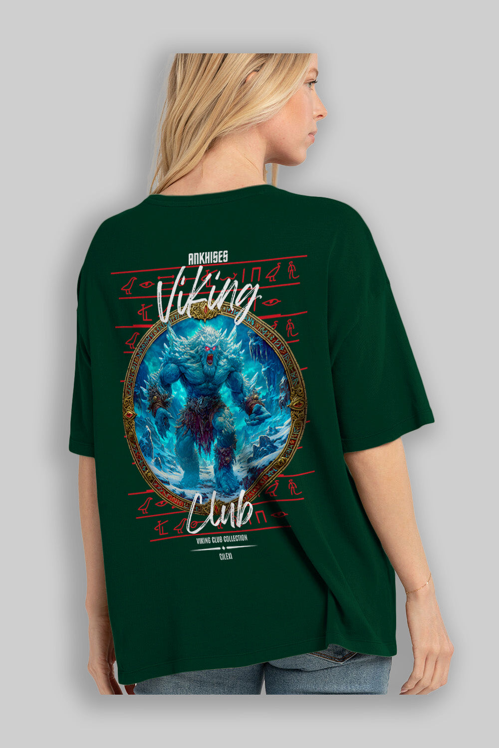 Ymir Arka Baskılı Oversize t-shirt Erkek Kadın %100 Pamuk Bisiklet Yaka tişort