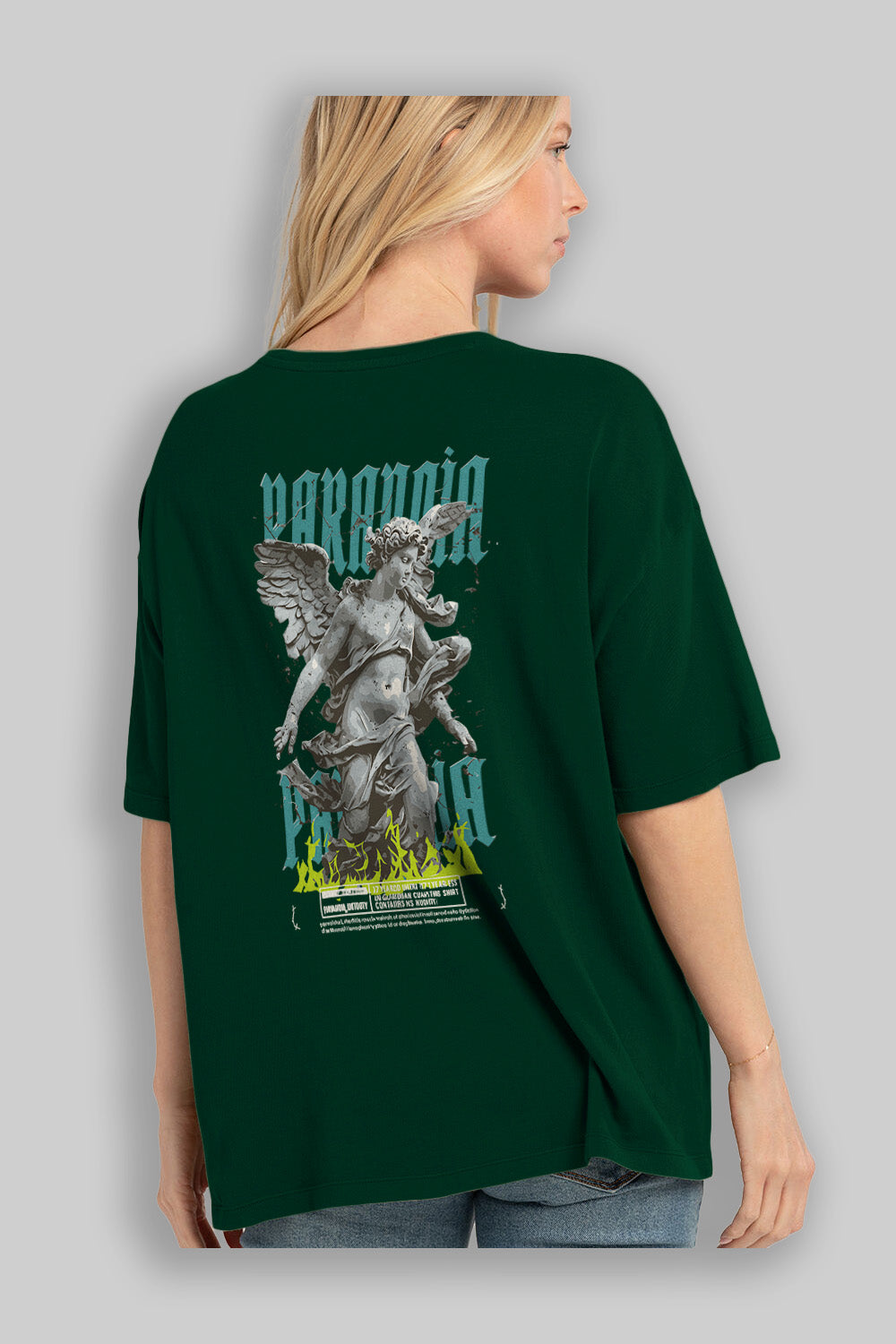 Paranoia Arka Baskılı Oversize t-shirt Erkek Kadın %100 Pamuk Bisiklet Yaka tişort