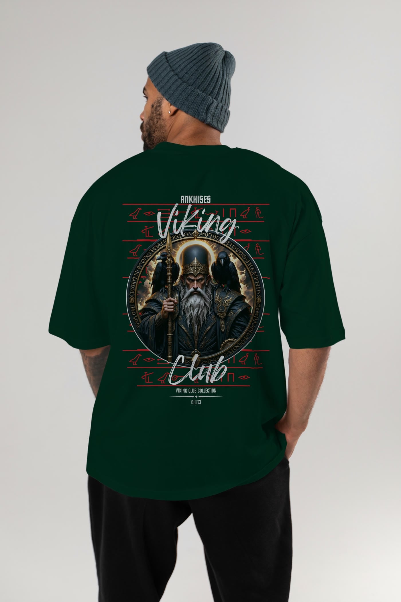 Odin 1 Arka Baskılı Oversize t-shirt Erkek Kadın %100 Pamuk Bisiklet Yaka tişort