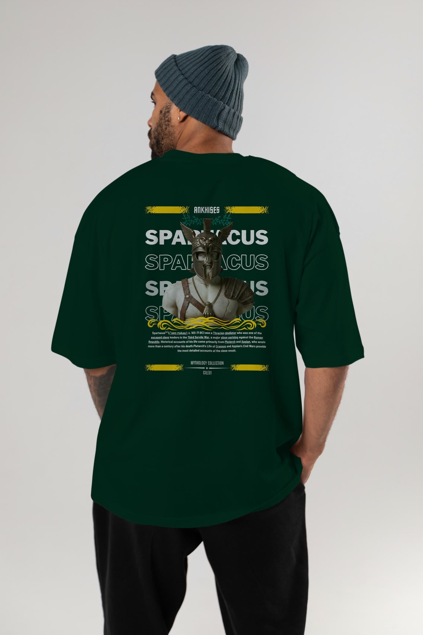 Spartacus 1 Arka Baskılı Oversize t-shirt Erkek Kadın %100 Pamuk Bisiklet Yaka tişort