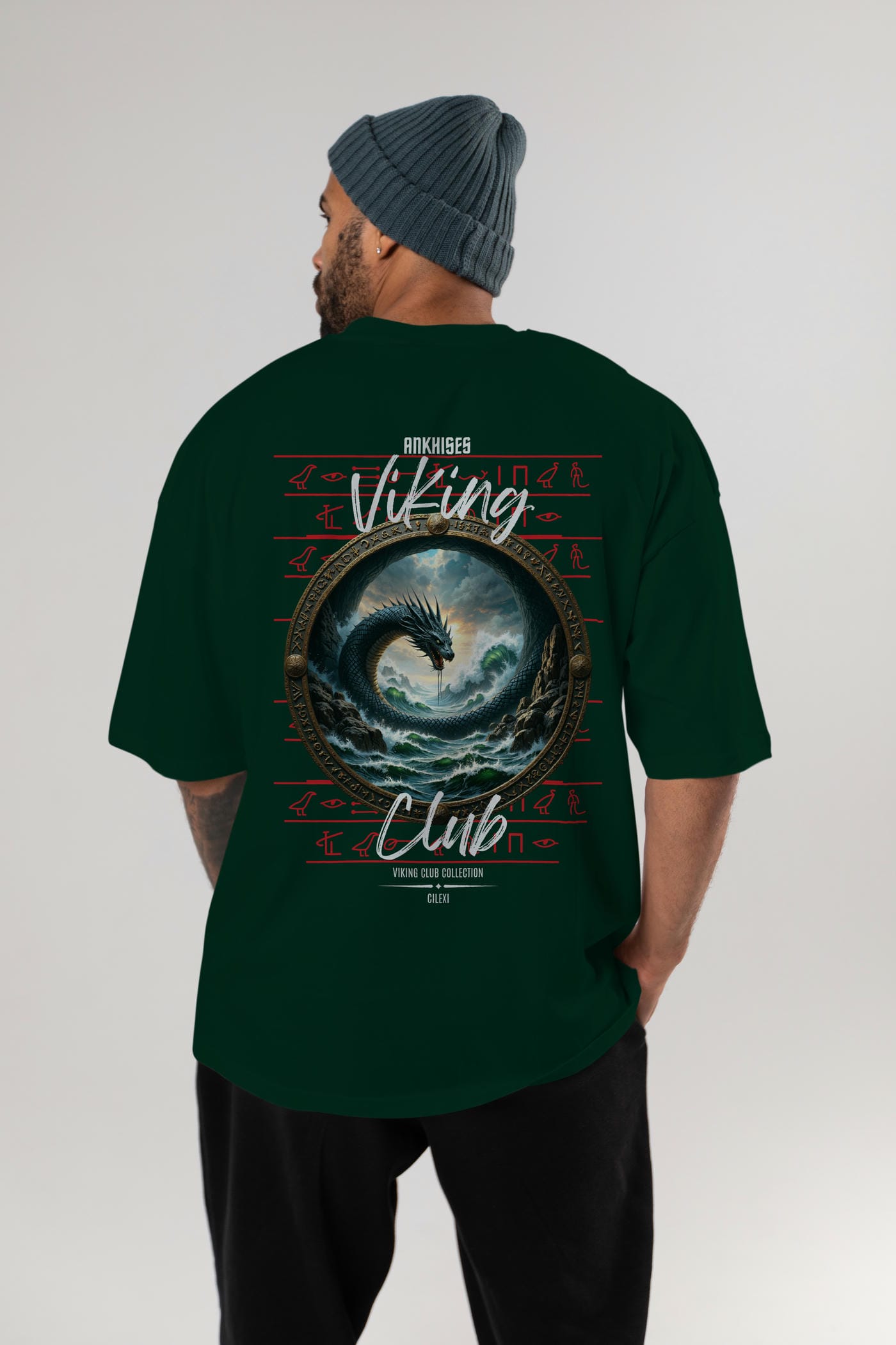 Viking Mitolojisi Serisi 26 Arka Baskılı Oversize t-shirt Erkek Kadın %100 Pamuk Bisiklet Yaka tişort