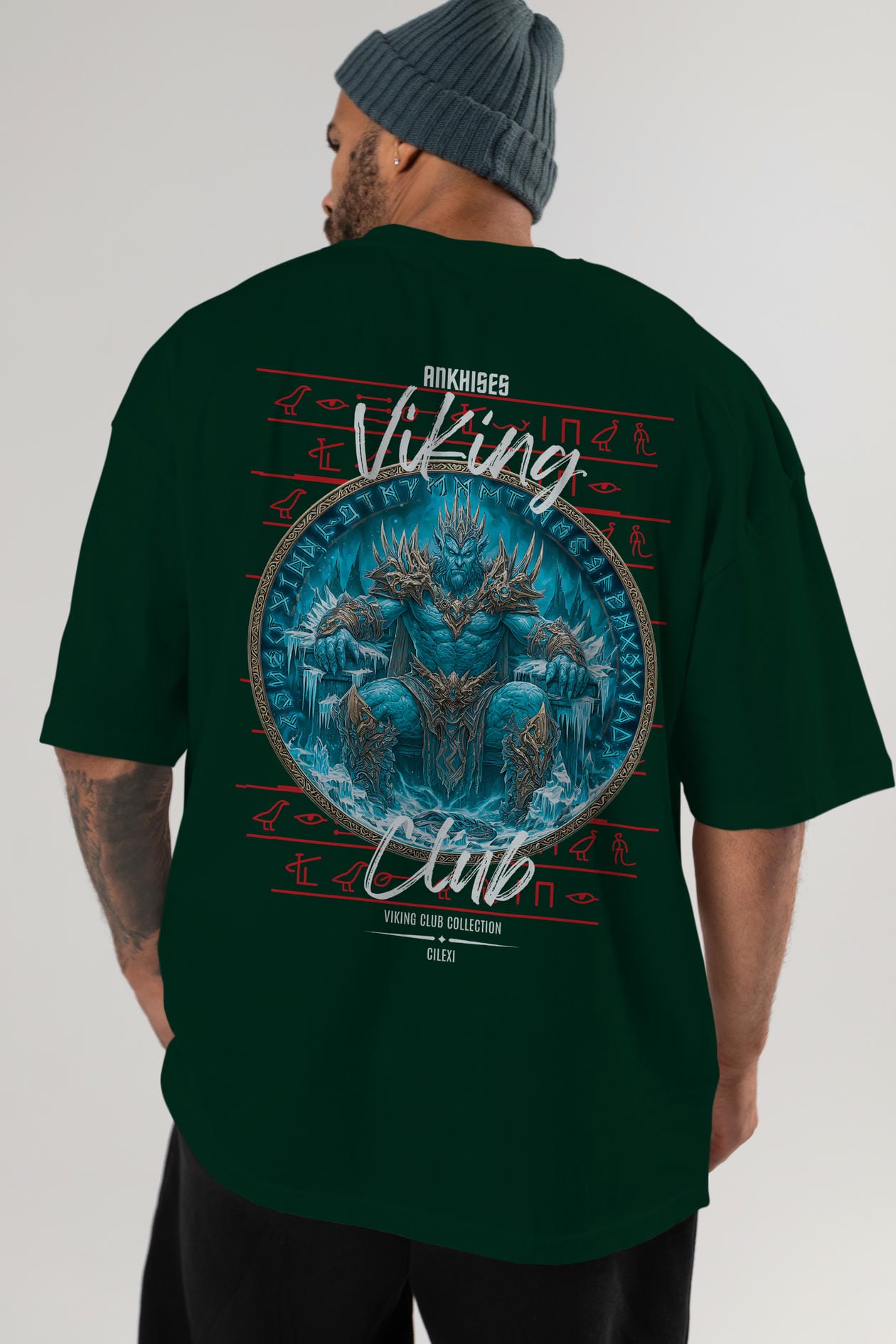 Thrym Arka Baskılı Oversize t-shirt Erkek Kadın %100 Pamuk Bisiklet Yaka tişort