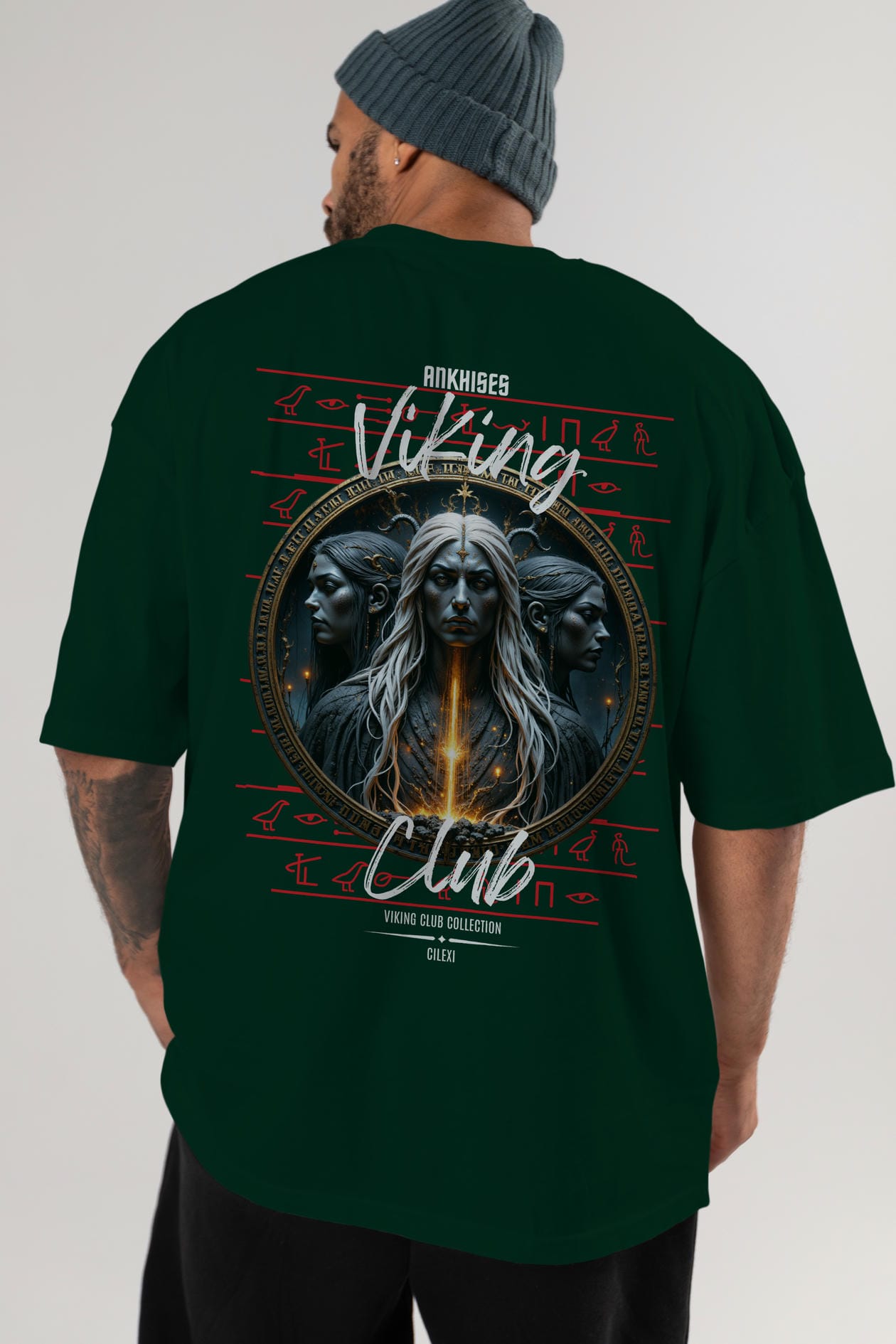 Viking Mitolojisi Serisi 24 Arka Baskılı Oversize t-shirt Erkek Kadın %100 Pamuk Bisiklet Yaka tişort
