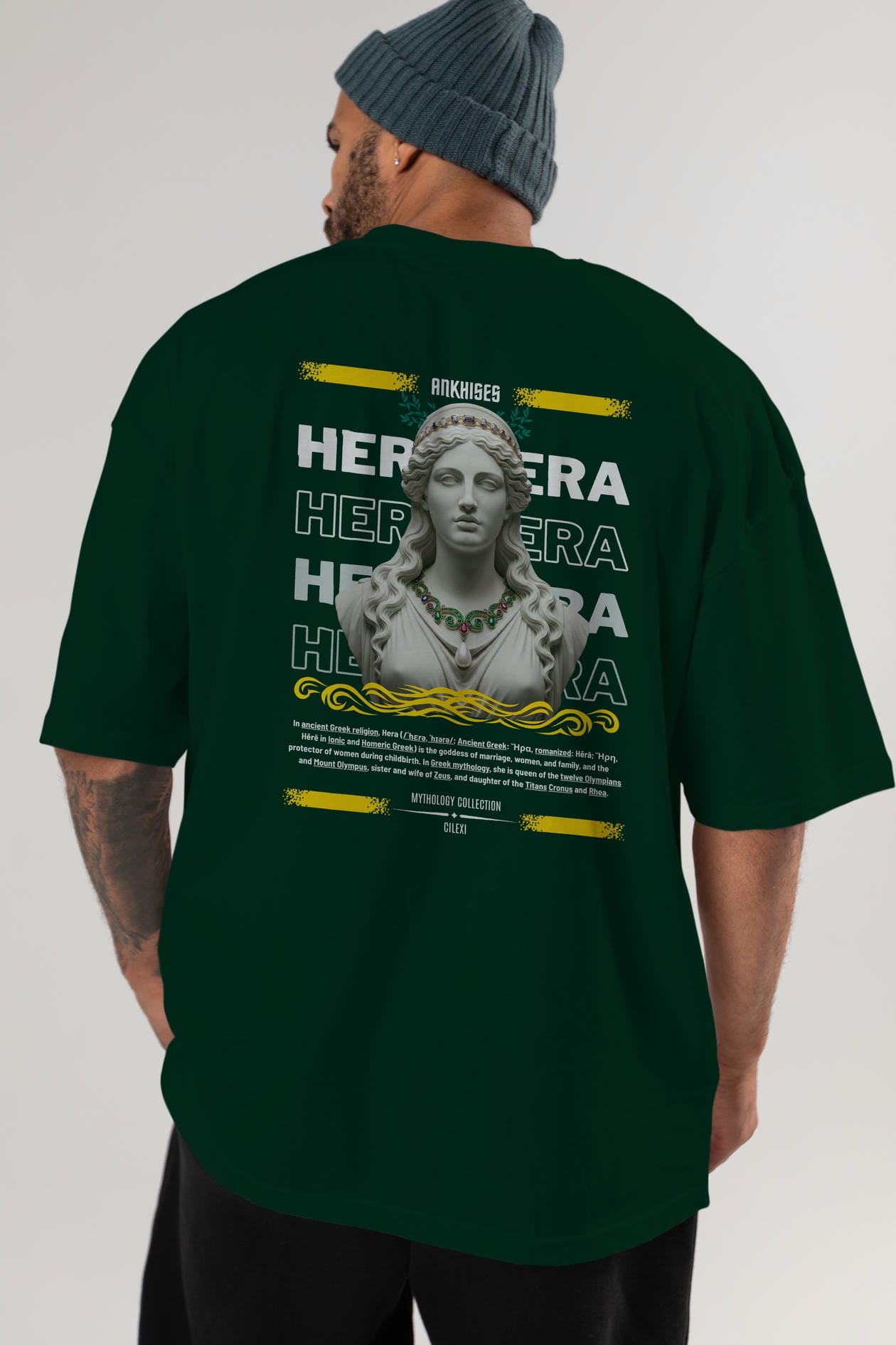 Hera 1 Arka Baskılı Oversize t-shirt Erkek Kadın %100 Pamuk Bisiklet Yaka tişort