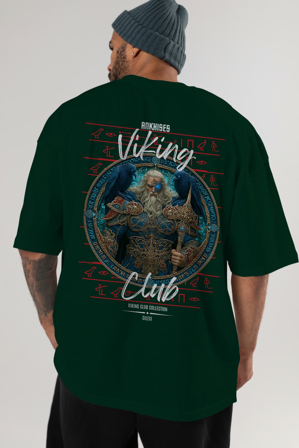 Odin Arka Baskılı Oversize t-shirt Erkek Kadın %100 Pamuk Bisiklet Yaka tişort