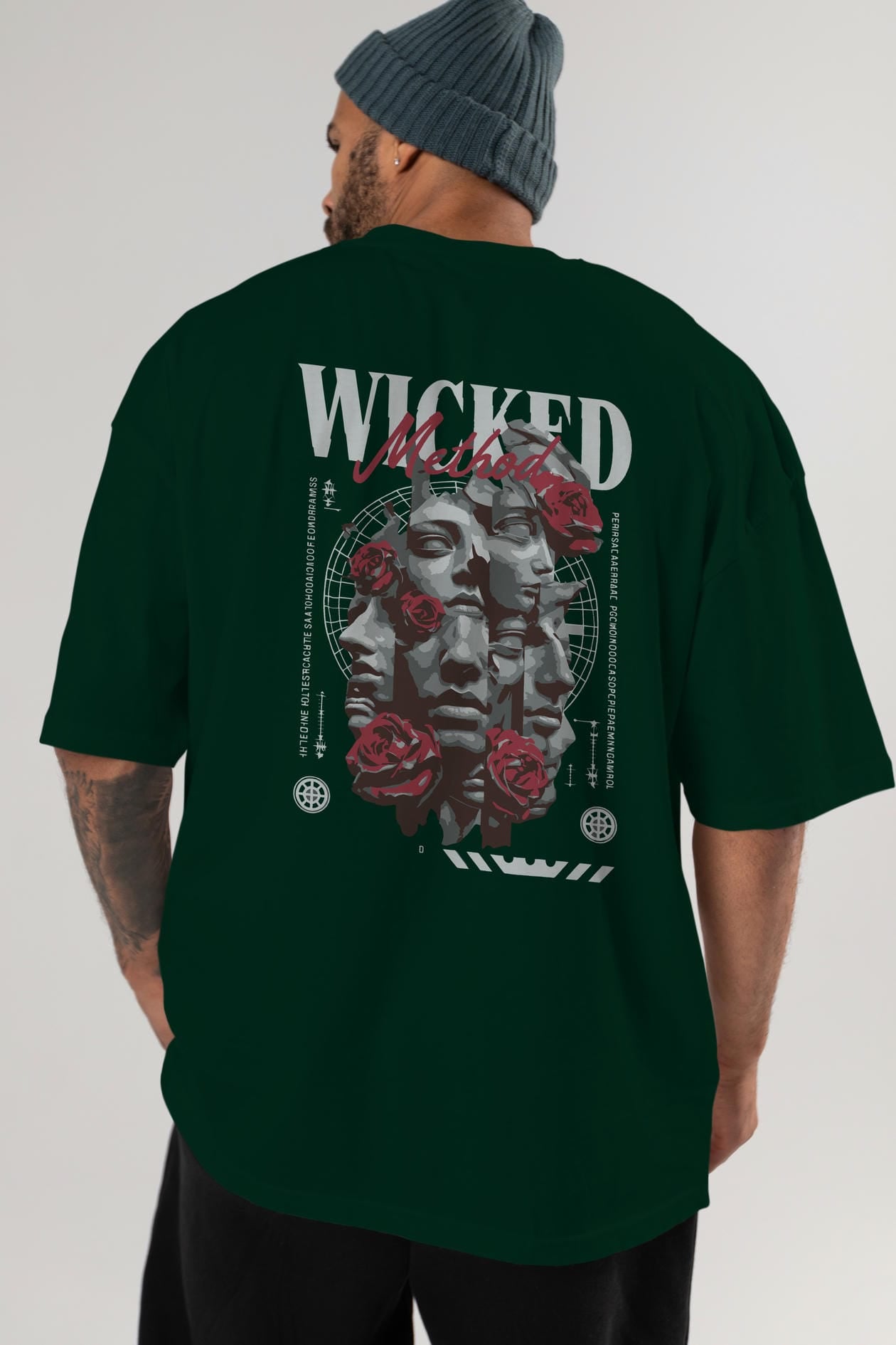 Wicked Method Arka Baskılı Oversize t-shirt Erkek Kadın %100 Pamuk Bisiklet Yaka tişort