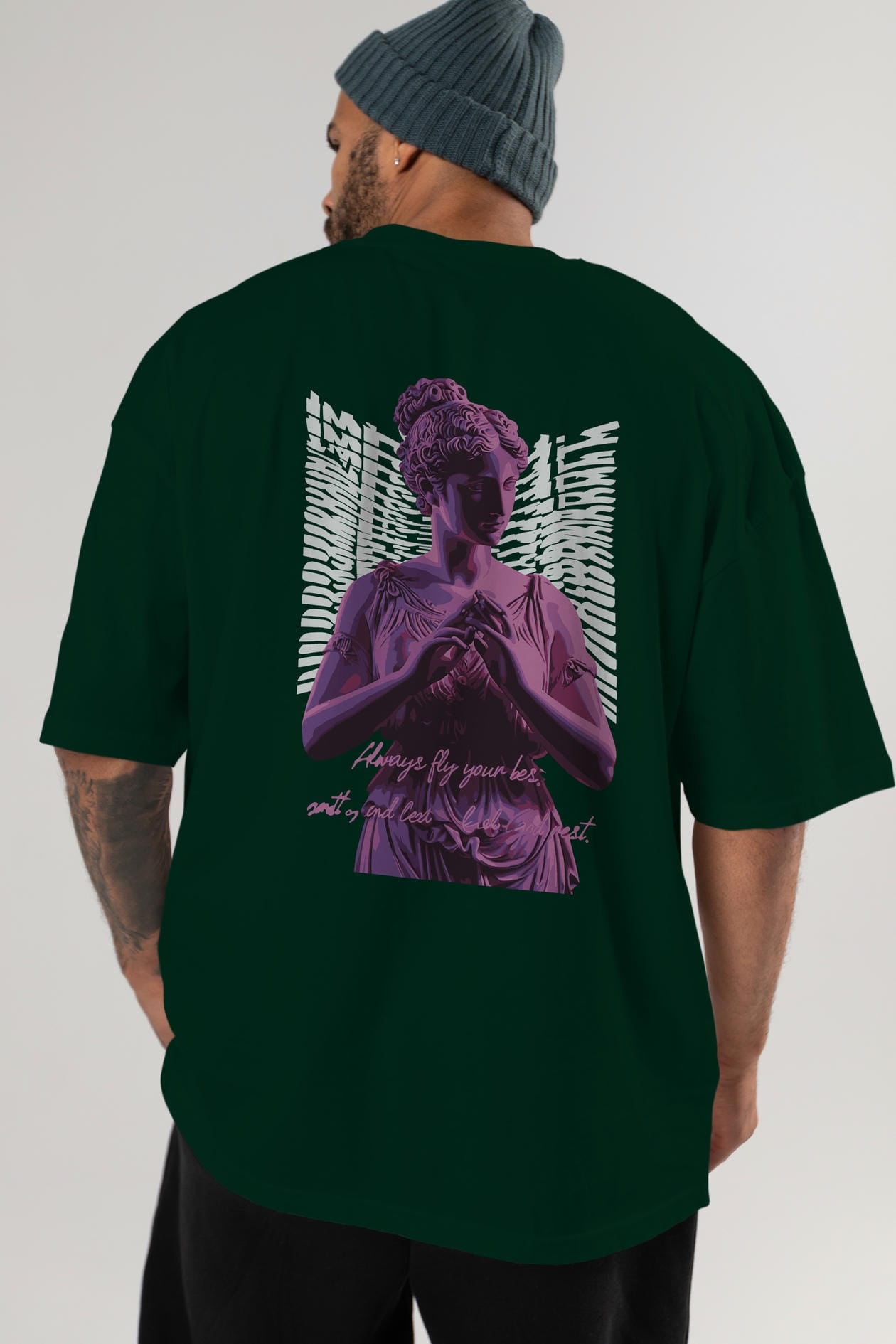 Always Fly Arka Baskılı Oversize t-shirt Erkek Kadın %100 Pamuk Bisiklet Yaka tişort