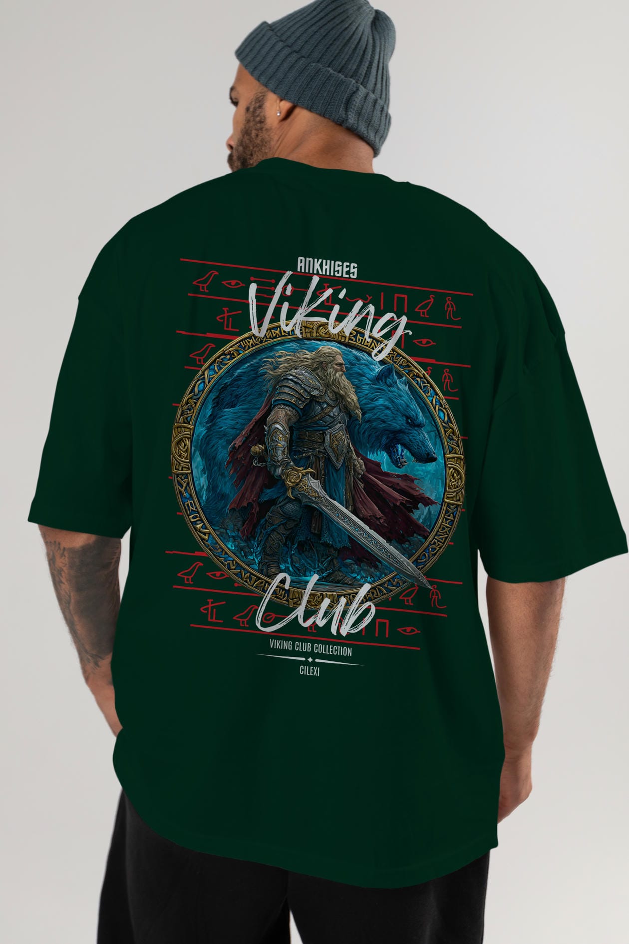 Tyr Arka Baskılı Oversize t-shirt Erkek Kadın %100 Pamuk Bisiklet Yaka tişort