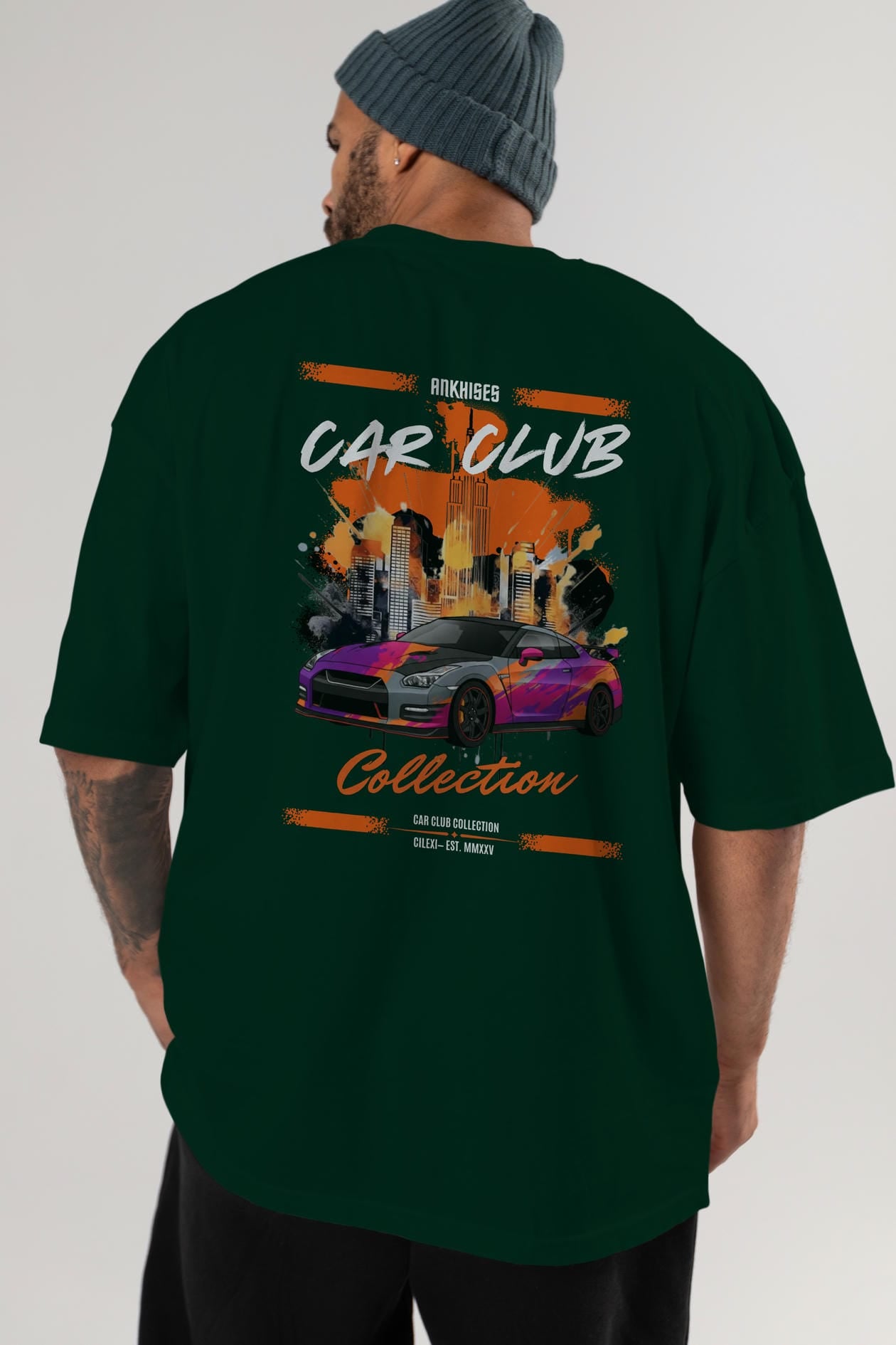 Araba Club Serisi 31 Baskılı Oversize t-shirt Erkek Kadın %100 Pamuk Bisiklet Yaka tişort