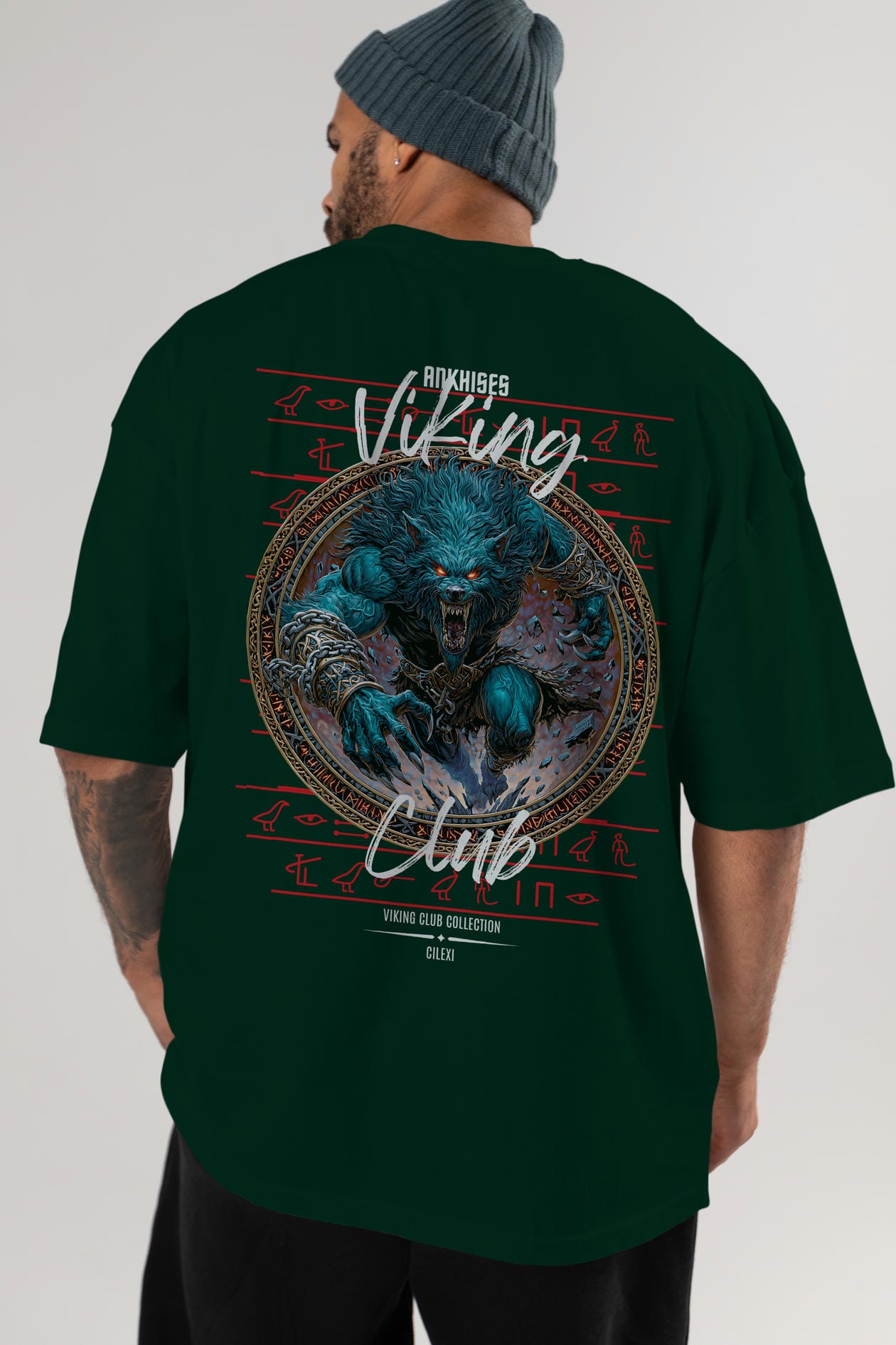 Fenrir Baskılı Oversize t-shirt Erkek Kadın %100 Pamuk Bisiklet Yaka tişort