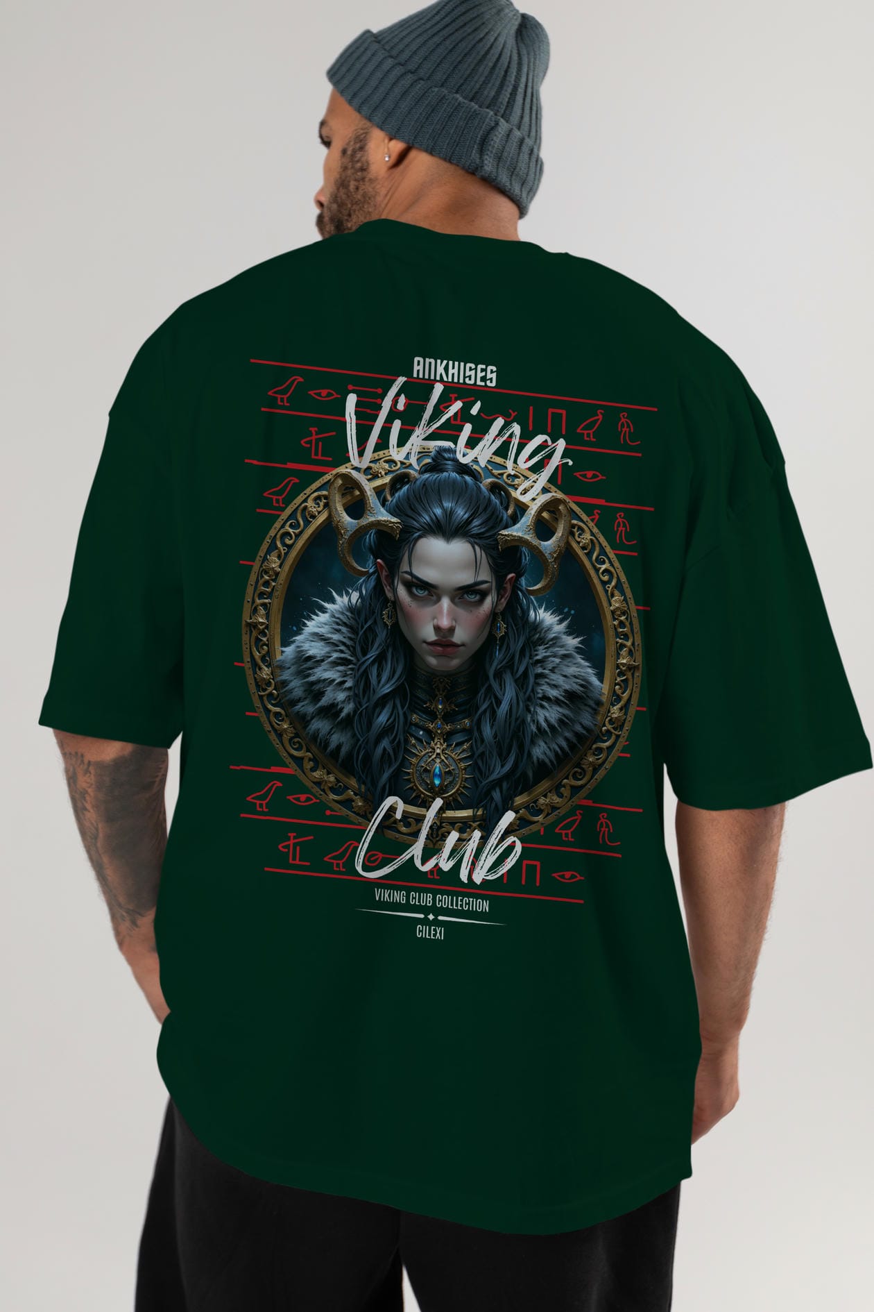 Viking Mitolojisi Serisi 18 Arka Baskılı Oversize t-shirt Erkek Kadın %100 Pamuk Bisiklet Yaka tişort