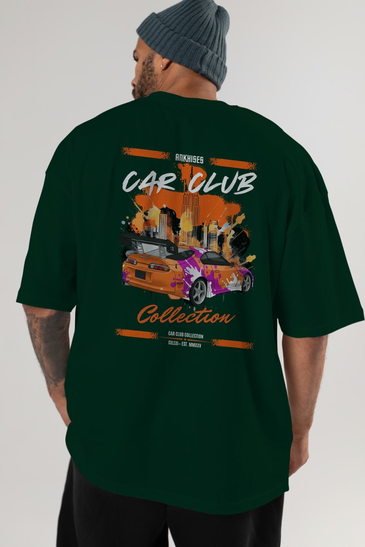 Araba Club Serisi 39 Baskılı Oversize t-shirt Erkek Kadın %100 Pamuk Bisiklet Yaka tişort