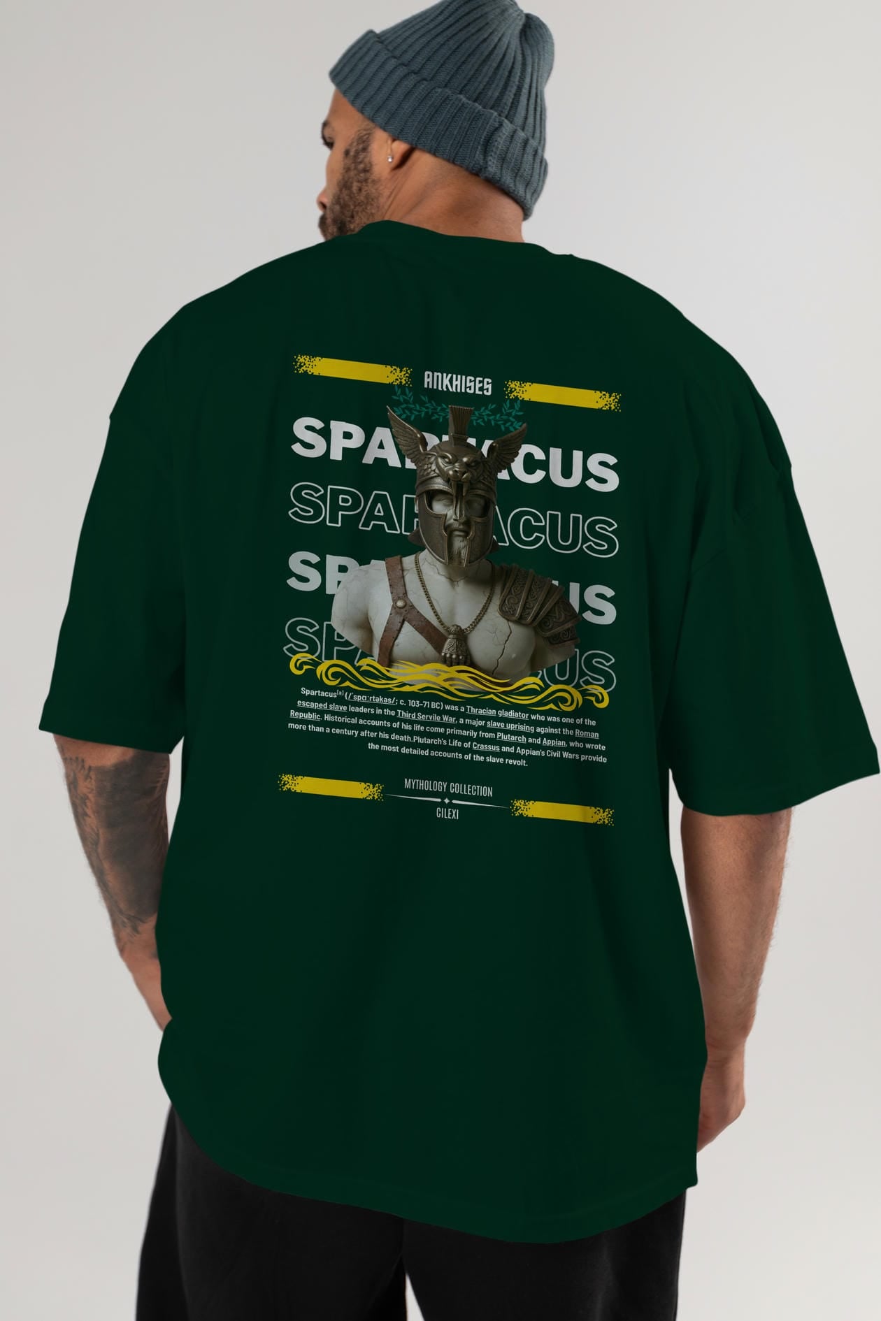 Spartacus 1 Arka Baskılı Oversize t-shirt Erkek Kadın %100 Pamuk Bisiklet Yaka tişort