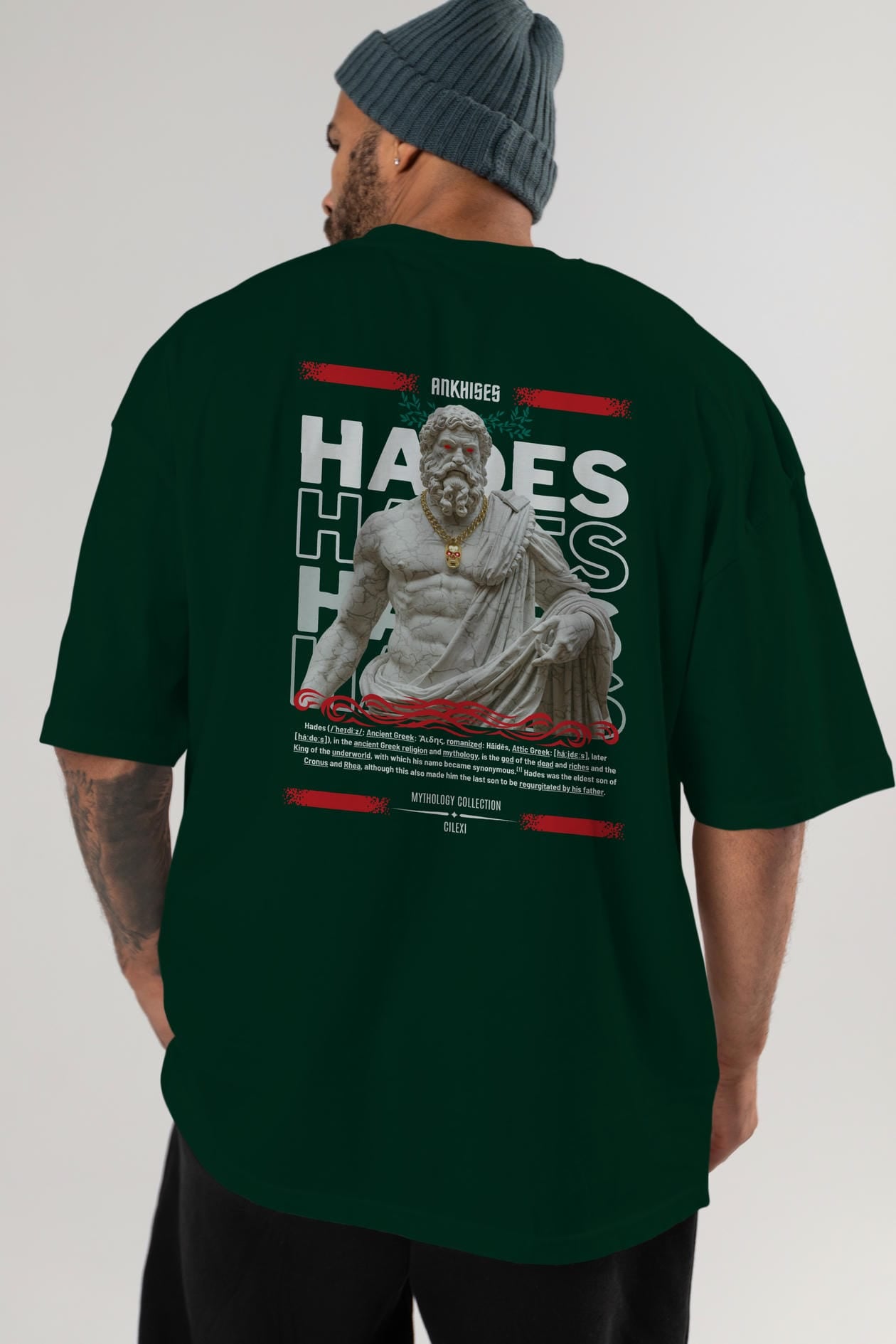 Hades 2 Arka Baskılı Oversize t-shirt Erkek Kadın %100 Pamuk Bisiklet Yaka tişort