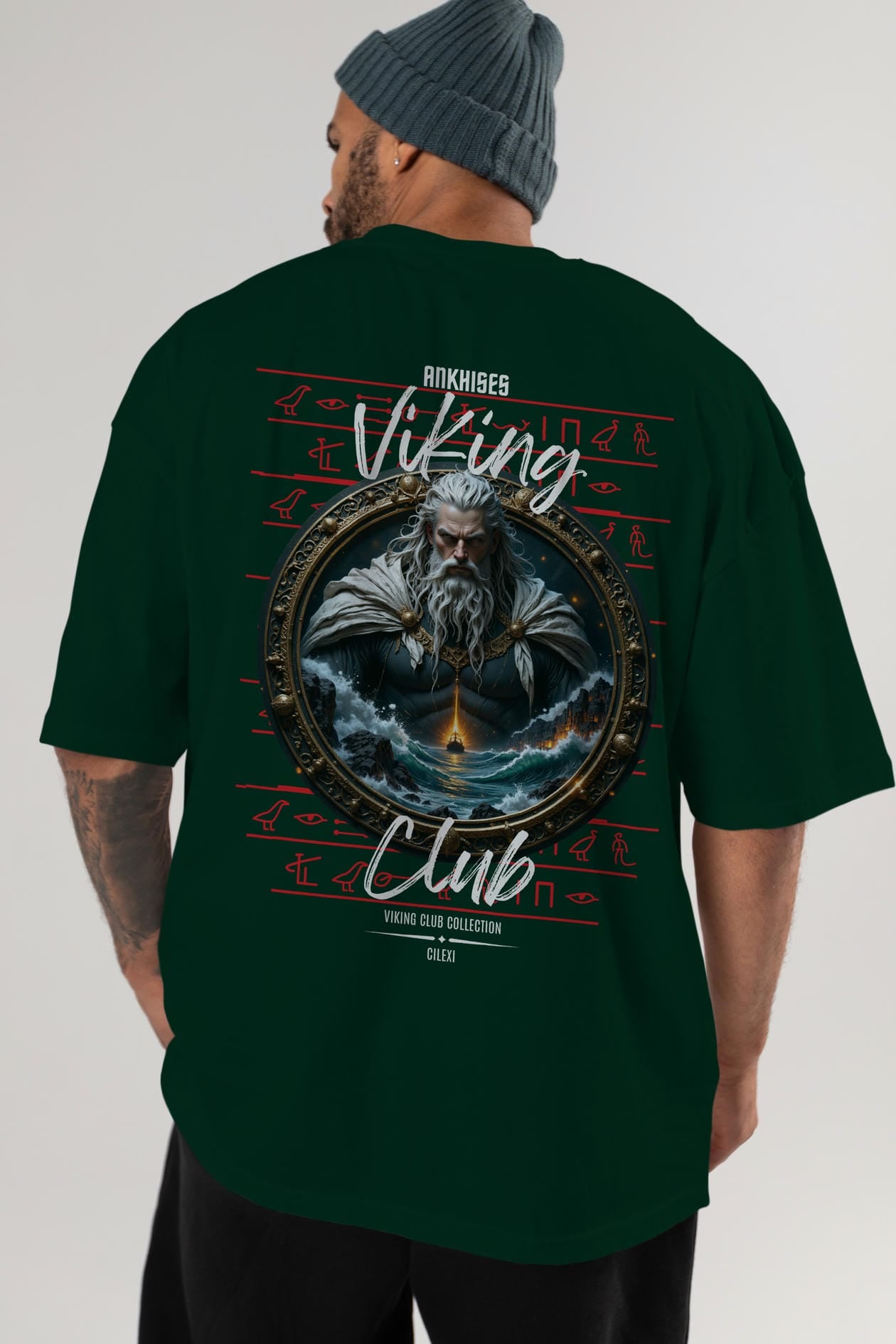 Viking Mitolojisi Serisi 13 Arka Baskılı Oversize t-shirt Erkek Kadın %100 Pamuk Bisiklet Yaka tişort