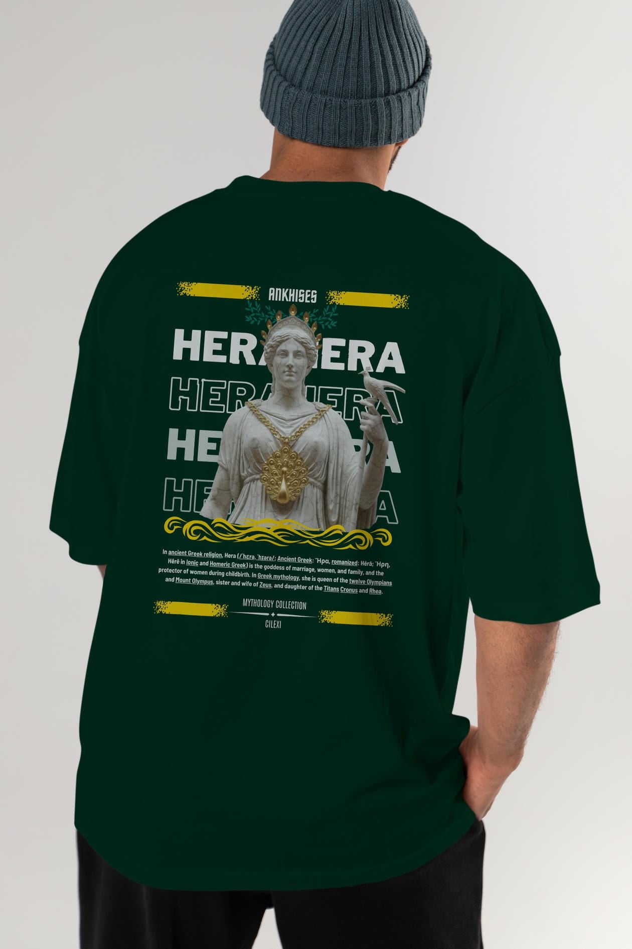 Hera 2 Arka Baskılı Oversize t-shirt Erkek Kadın %100 Pamuk Bisiklet Yaka tişort
