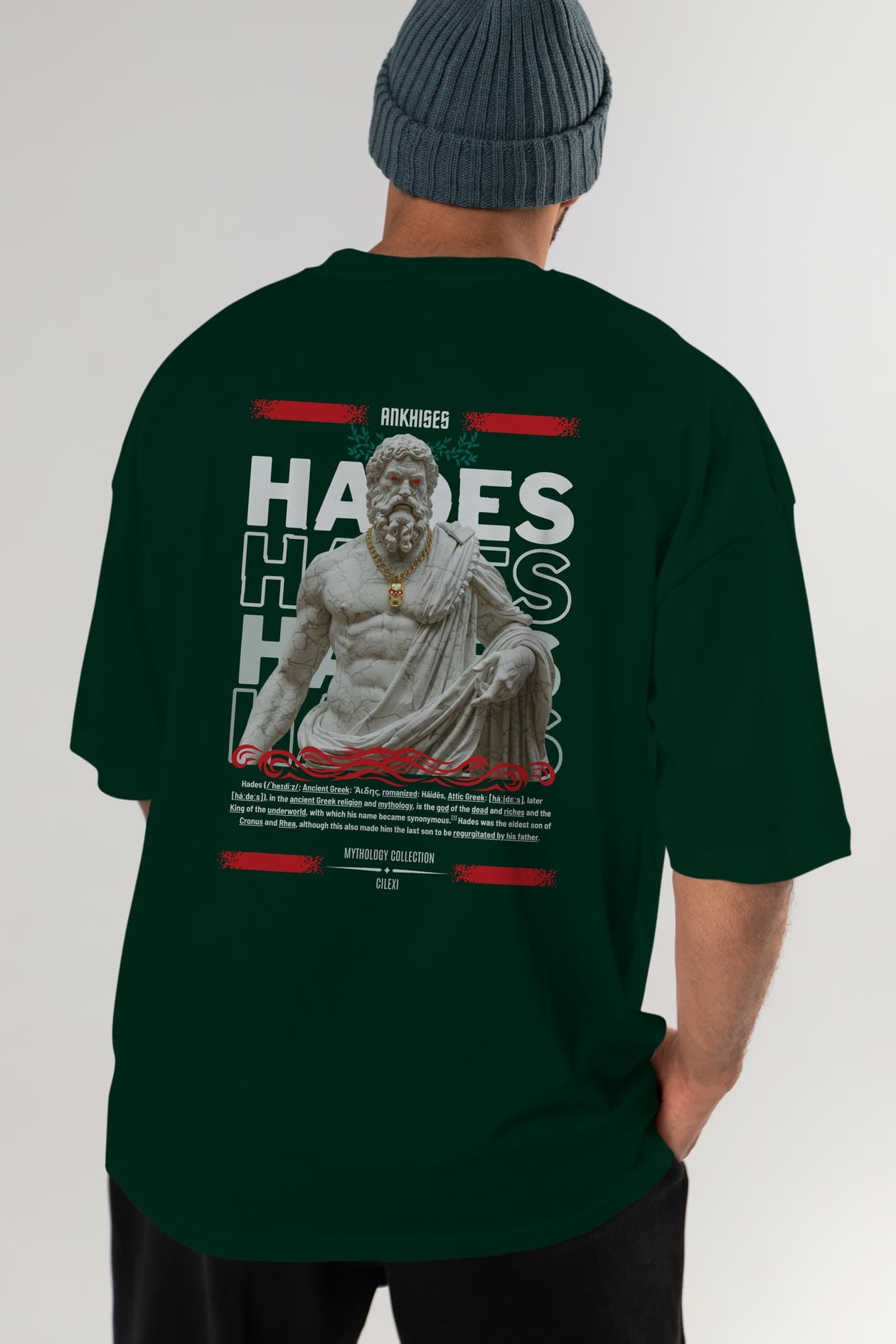 Hades 2 Arka Baskılı Oversize t-shirt Erkek Kadın %100 Pamuk Bisiklet Yaka tişort