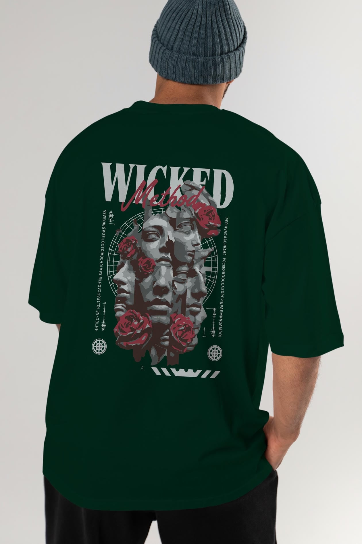 Wicked Method Arka Baskılı Oversize t-shirt Erkek Kadın %100 Pamuk Bisiklet Yaka tişort