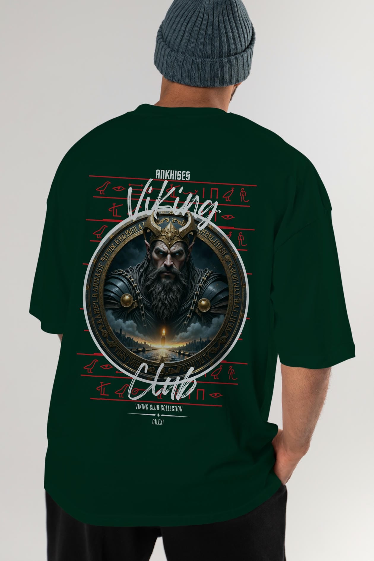 Viking Mitolojisi Serisi 7 Arka Baskılı Oversize t-shirt Erkek Kadın %100 Pamuk Bisiklet Yaka tişort