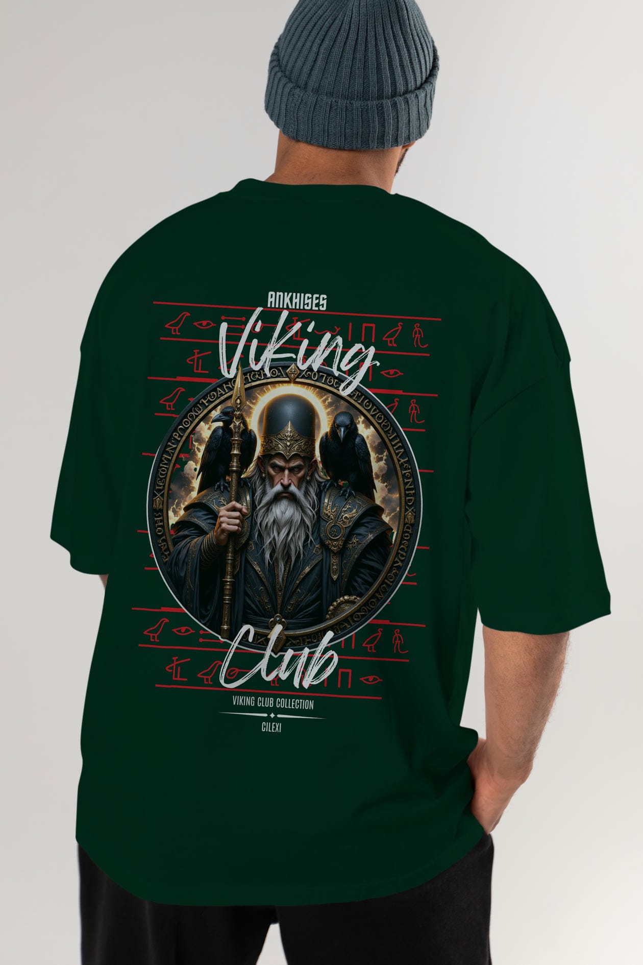 Odin 1 Arka Baskılı Oversize t-shirt Erkek Kadın %100 Pamuk Bisiklet Yaka tişort