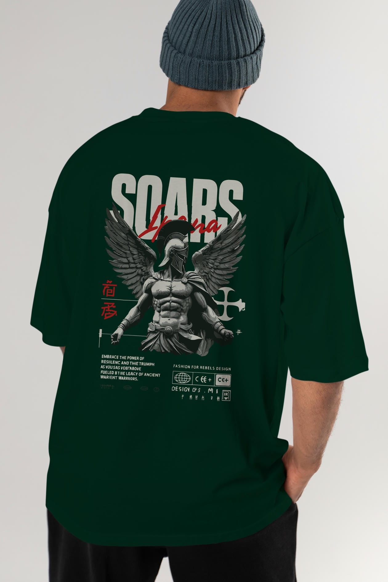 Soars Arka Baskılı Oversize t-shirt Erkek Kadın %100 Pamuk Bisiklet Yaka tişort