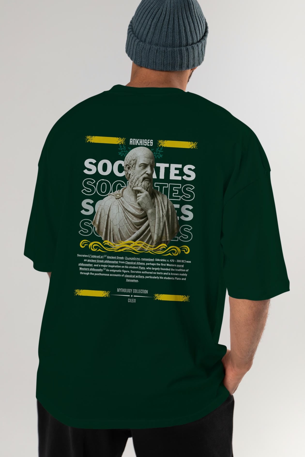 Socrates Arka Baskılı Oversize t-shirt Erkek Kadın %100 Pamuk Bisiklet Yaka tişort
