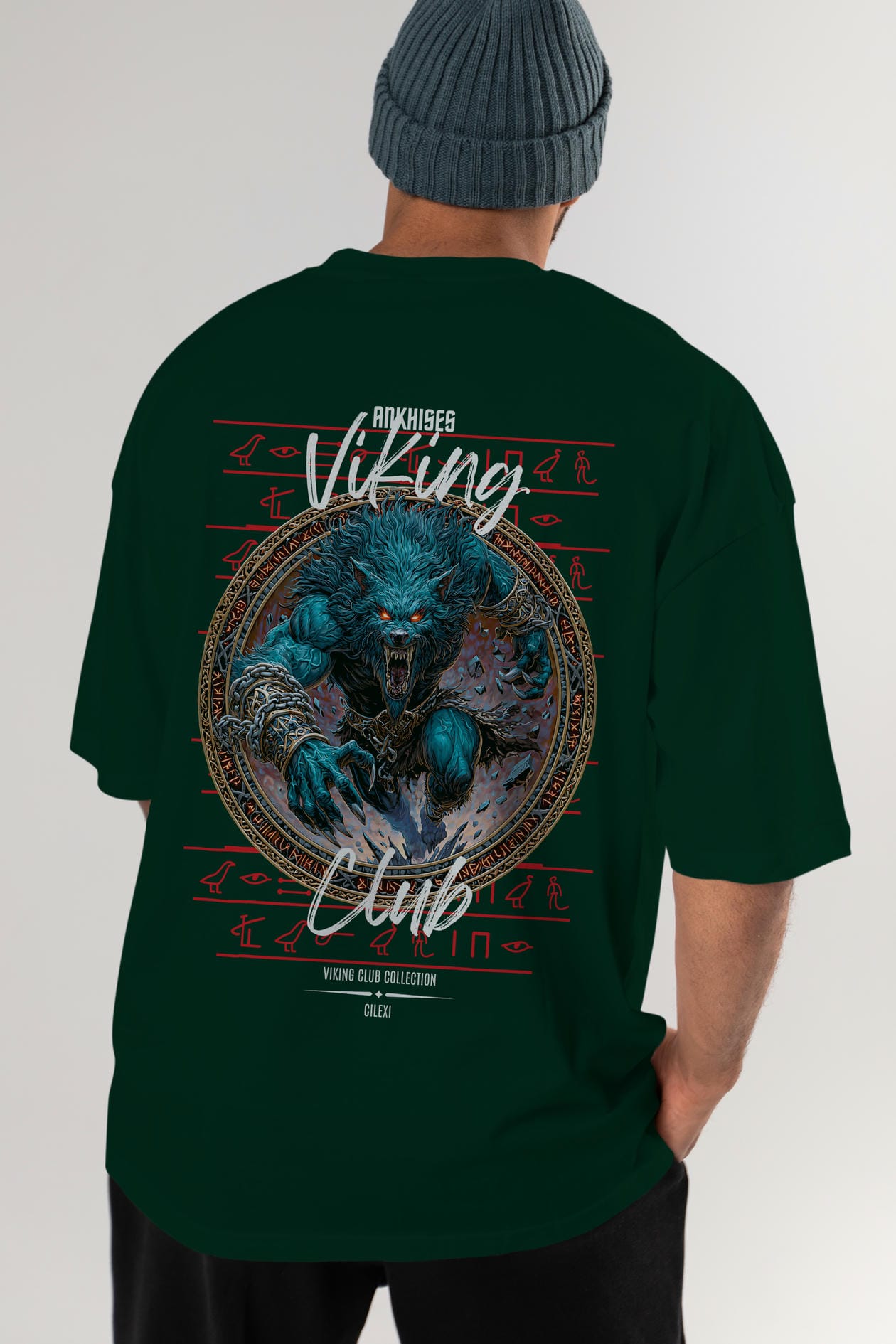 Fenrir Baskılı Oversize t-shirt Erkek Kadın %100 Pamuk Bisiklet Yaka tişort