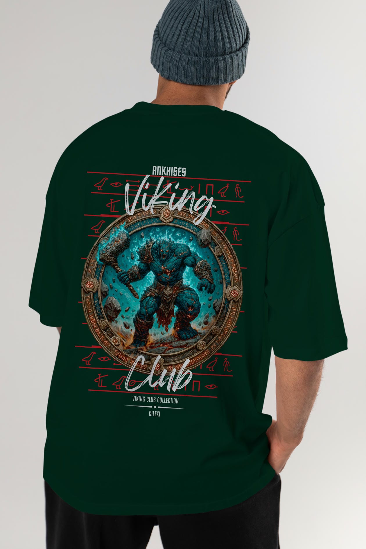 Hrungnir Baskılı Oversize t-shirt Erkek Kadın %100 Pamuk Bisiklet Yaka tişort