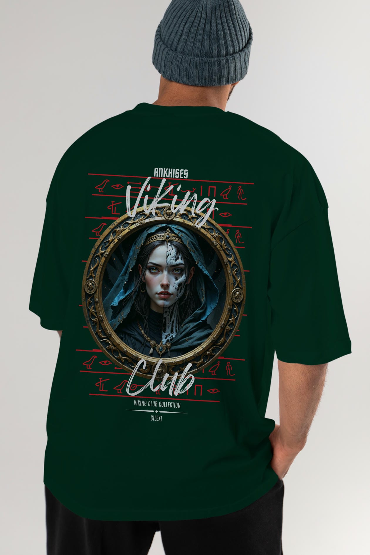 Viking Mitolojisi Serisi 10 Arka Baskılı Oversize t-shirt Erkek Kadın %100 Pamuk Bisiklet Yaka tişort