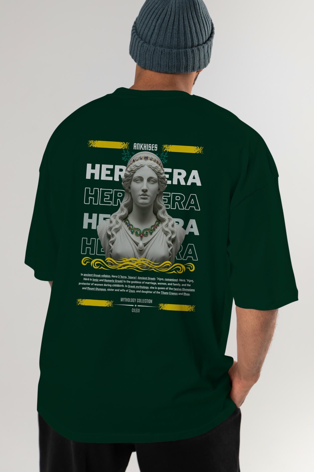 Hera 1 Arka Baskılı Oversize t-shirt Erkek Kadın %100 Pamuk Bisiklet Yaka tişort