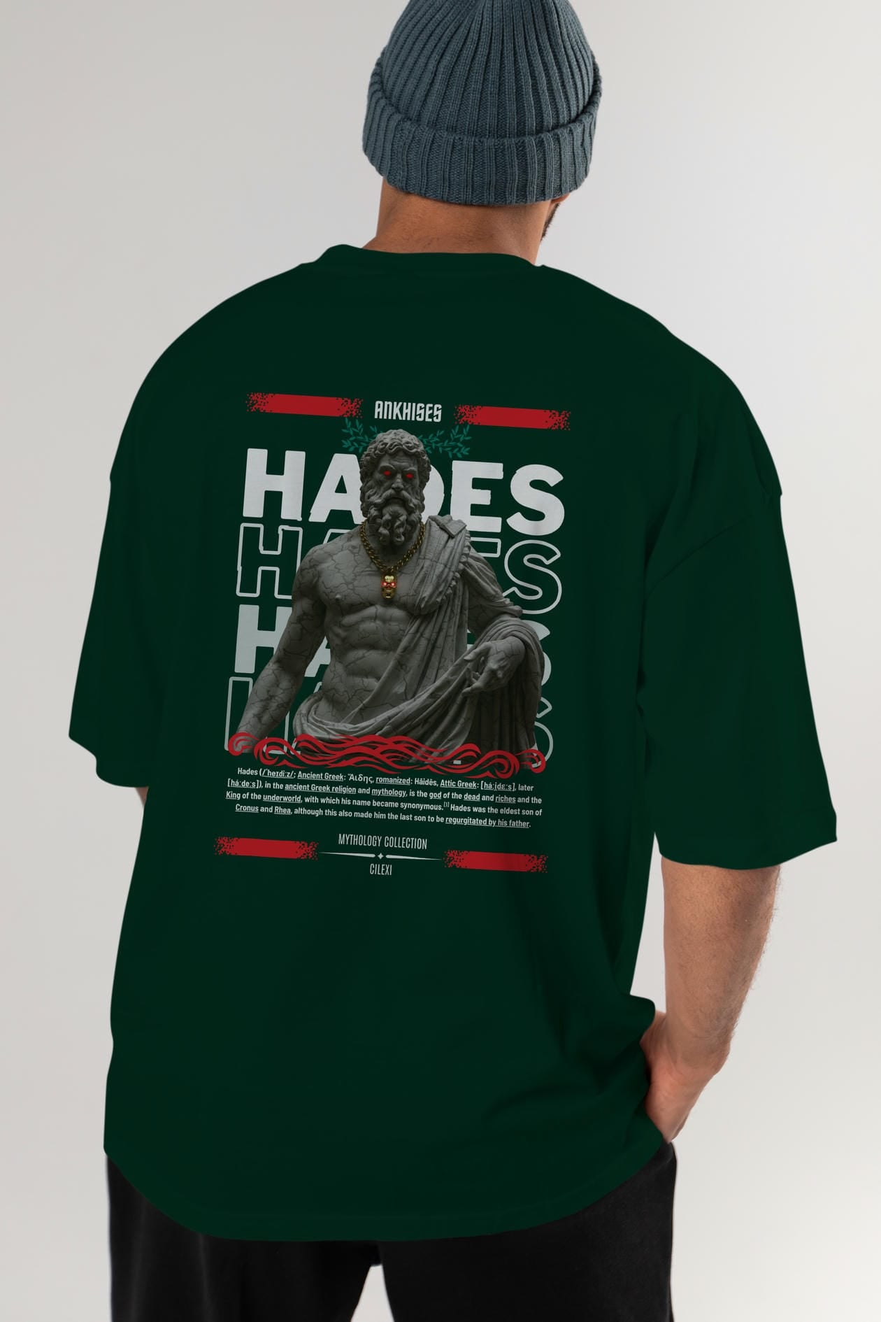 Hades 3 Arka Baskılı Oversize t-shirt Erkek Kadın %100 Pamuk Bisiklet Yaka tişort