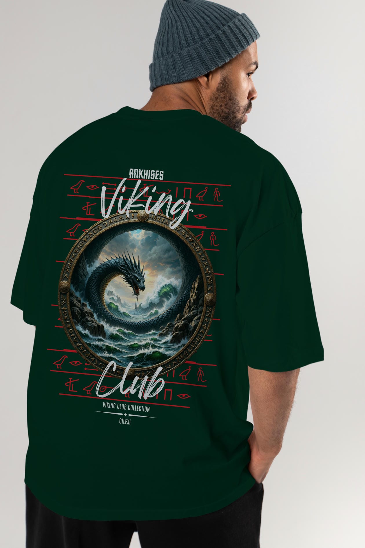 Viking Mitolojisi Serisi 26 Arka Baskılı Oversize t-shirt Erkek Kadın %100 Pamuk Bisiklet Yaka tişort