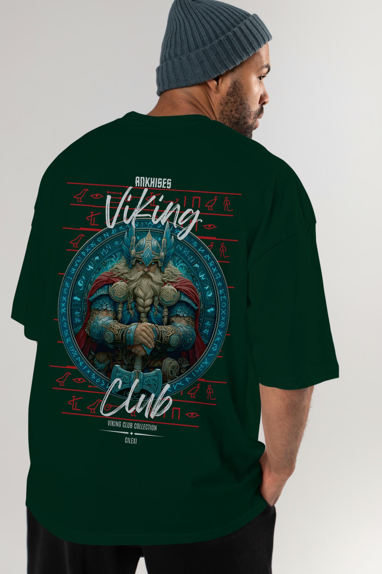 Thor Arka Baskılı Oversize t-shirt Erkek Kadın %100 Pamuk Bisiklet Yaka tişort