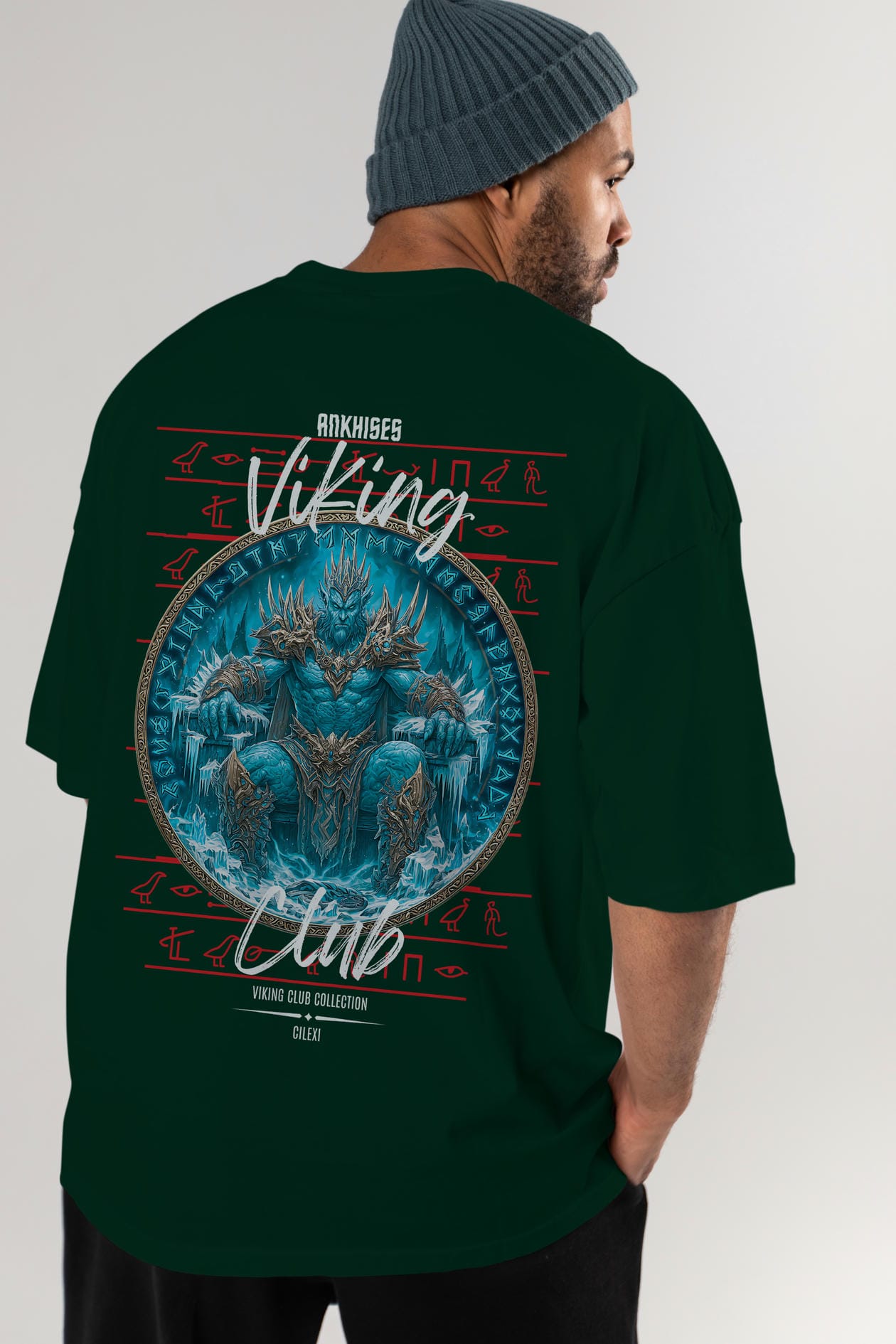Thrym Arka Baskılı Oversize t-shirt Erkek Kadın %100 Pamuk Bisiklet Yaka tişort