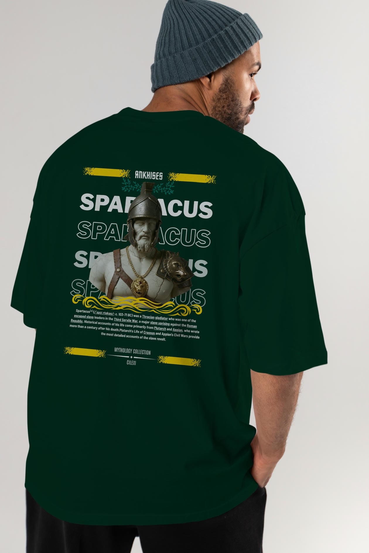 Spartacus 2 Arka Baskılı Oversize t-shirt Erkek Kadın %100 Pamuk Bisiklet Yaka tişort