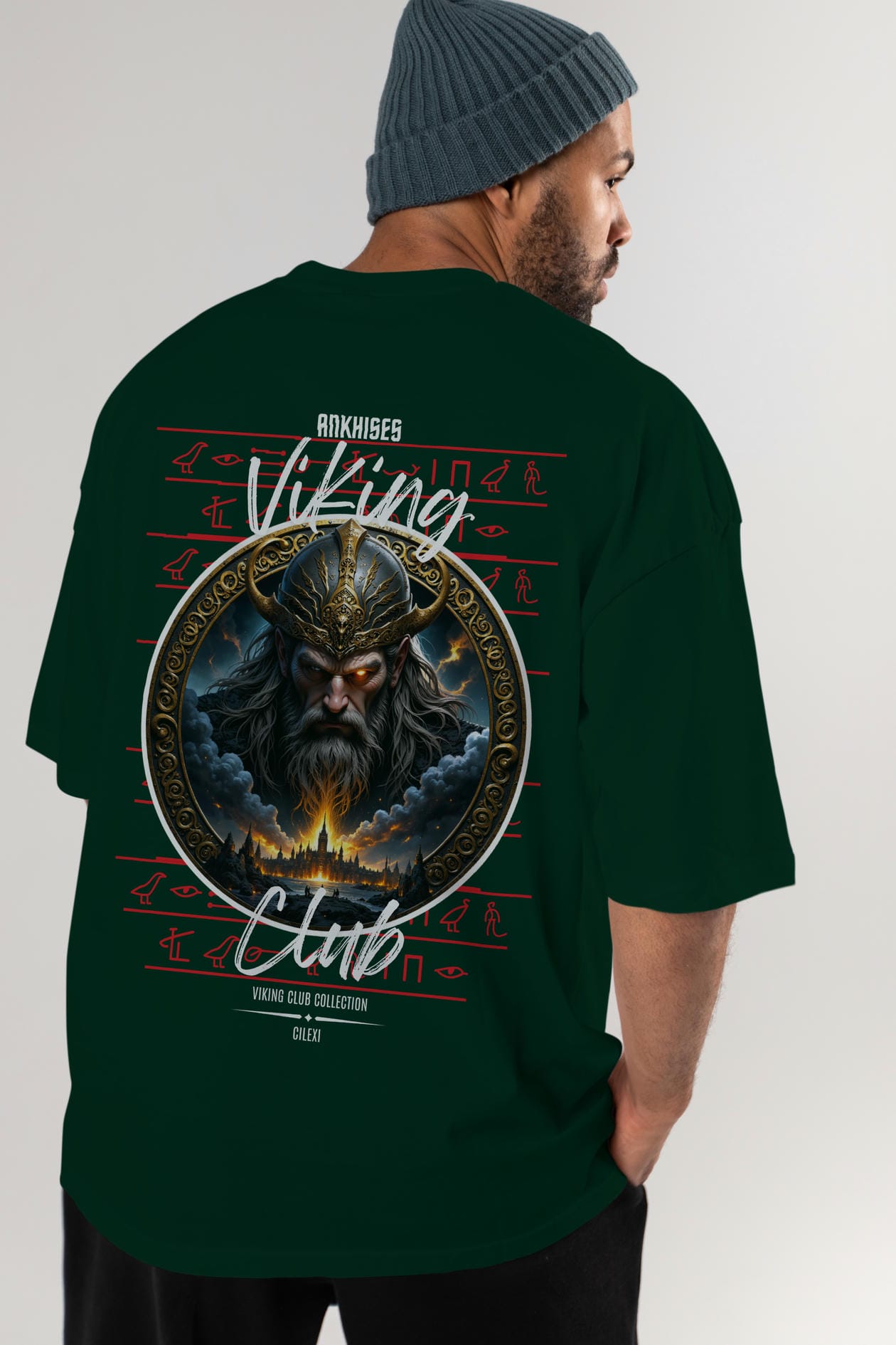 Odin 2 Arka Baskılı Oversize t-shirt Erkek Kadın %100 Pamuk Bisiklet Yaka tişort