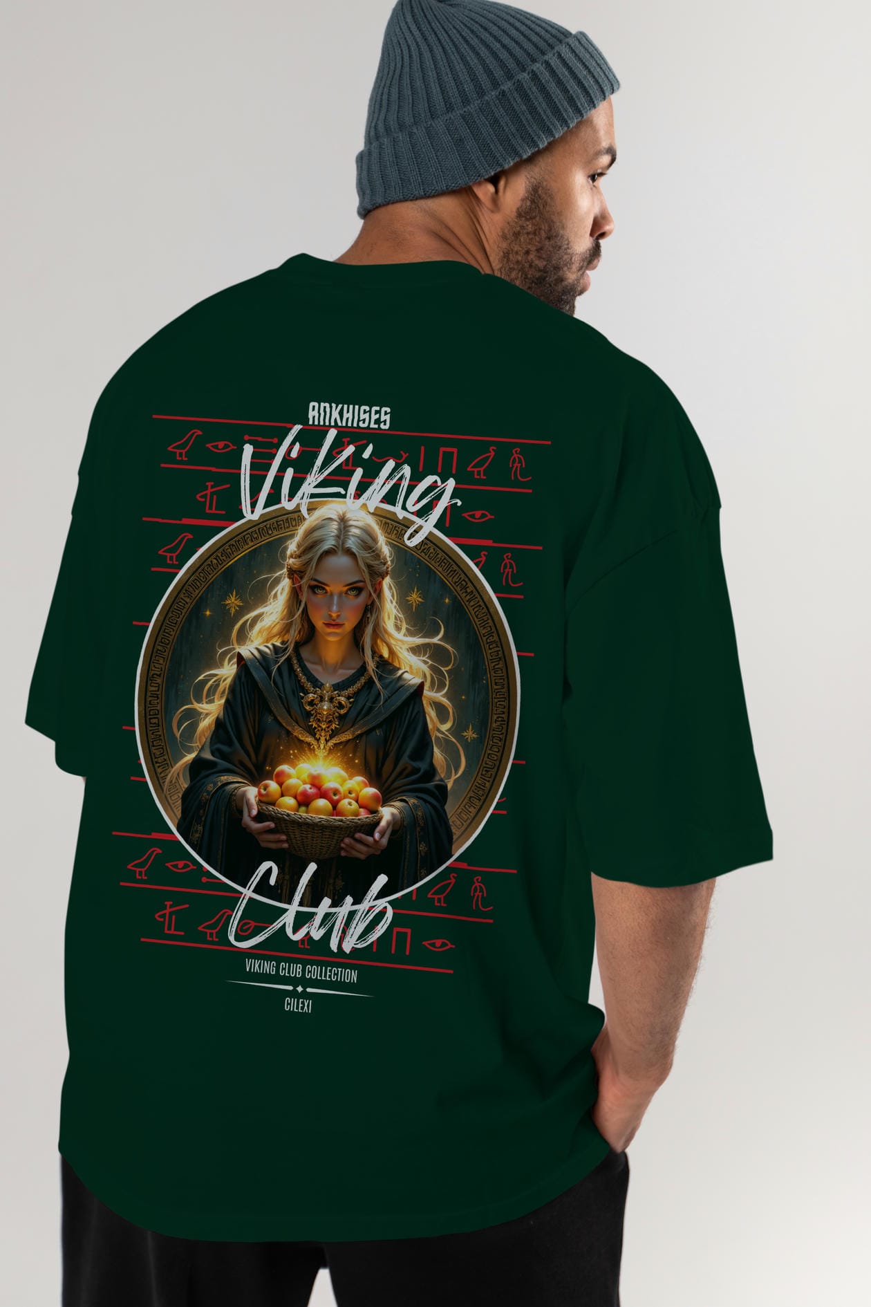 Viking Mitolojisi Serisi 16 Arka Baskılı Oversize t-shirt Erkek Kadın %100 Pamuk Bisiklet Yaka tişort
